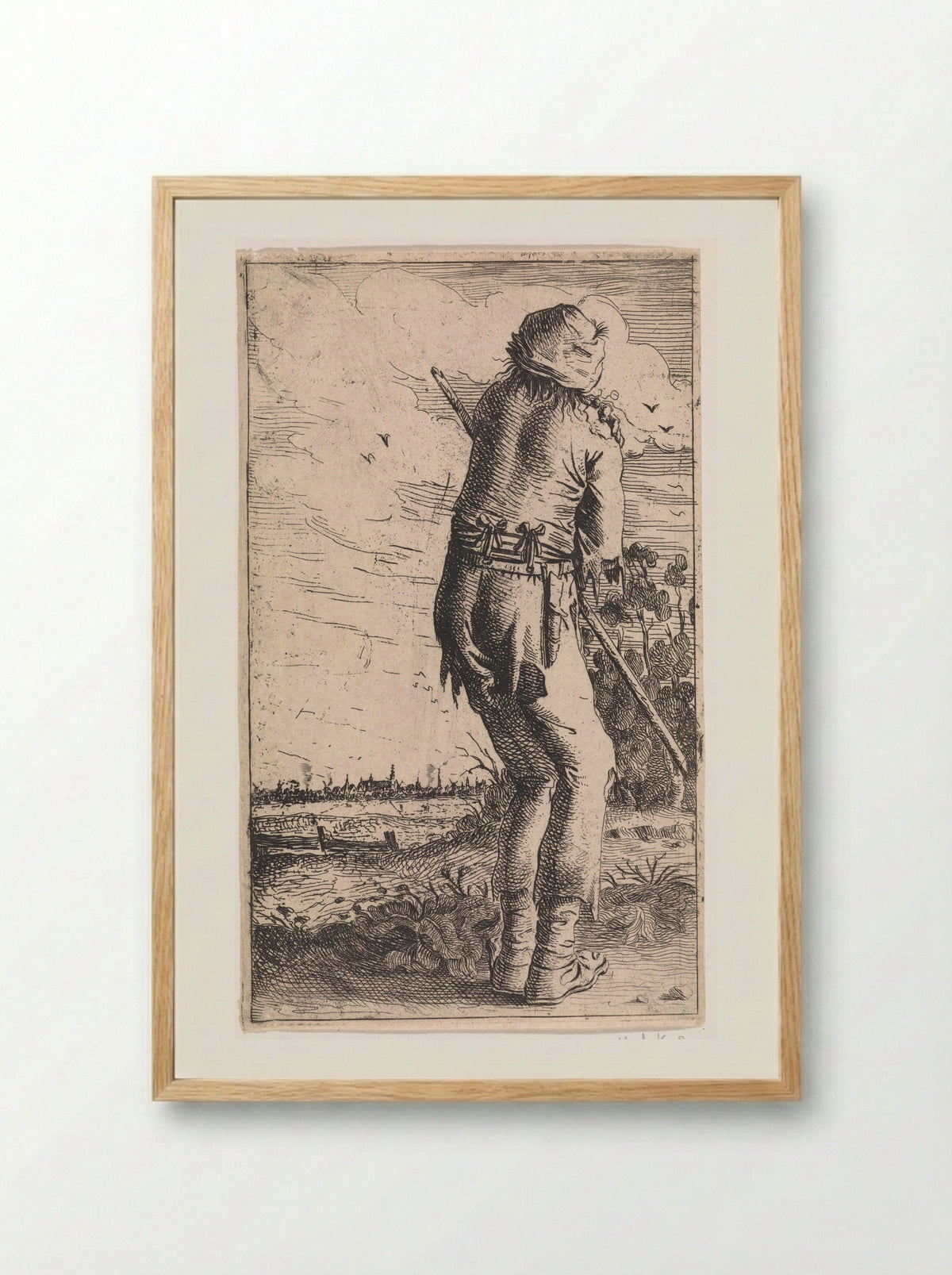 Man Scratching His Shoulder - Aert van Waes - Framed Print Wood