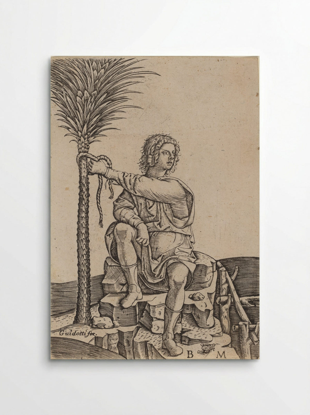 Man Seated by a Palm Tree - Benedetto Montagna - Poster