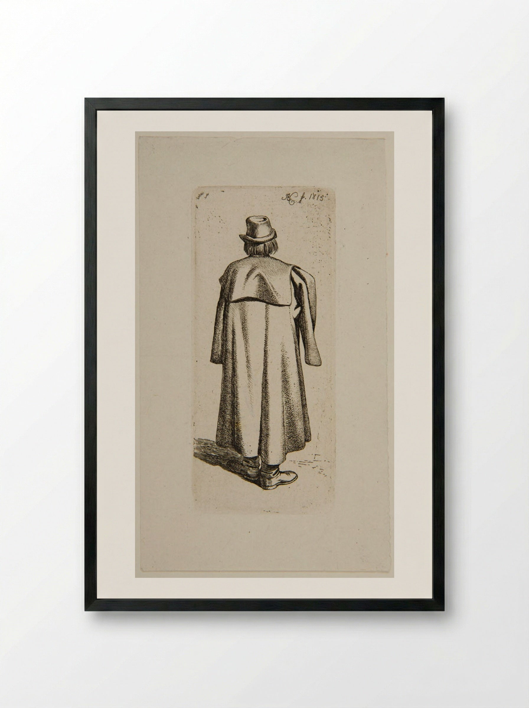 Man Seen from Behind - Johann Adam Klein - Framed Print Black