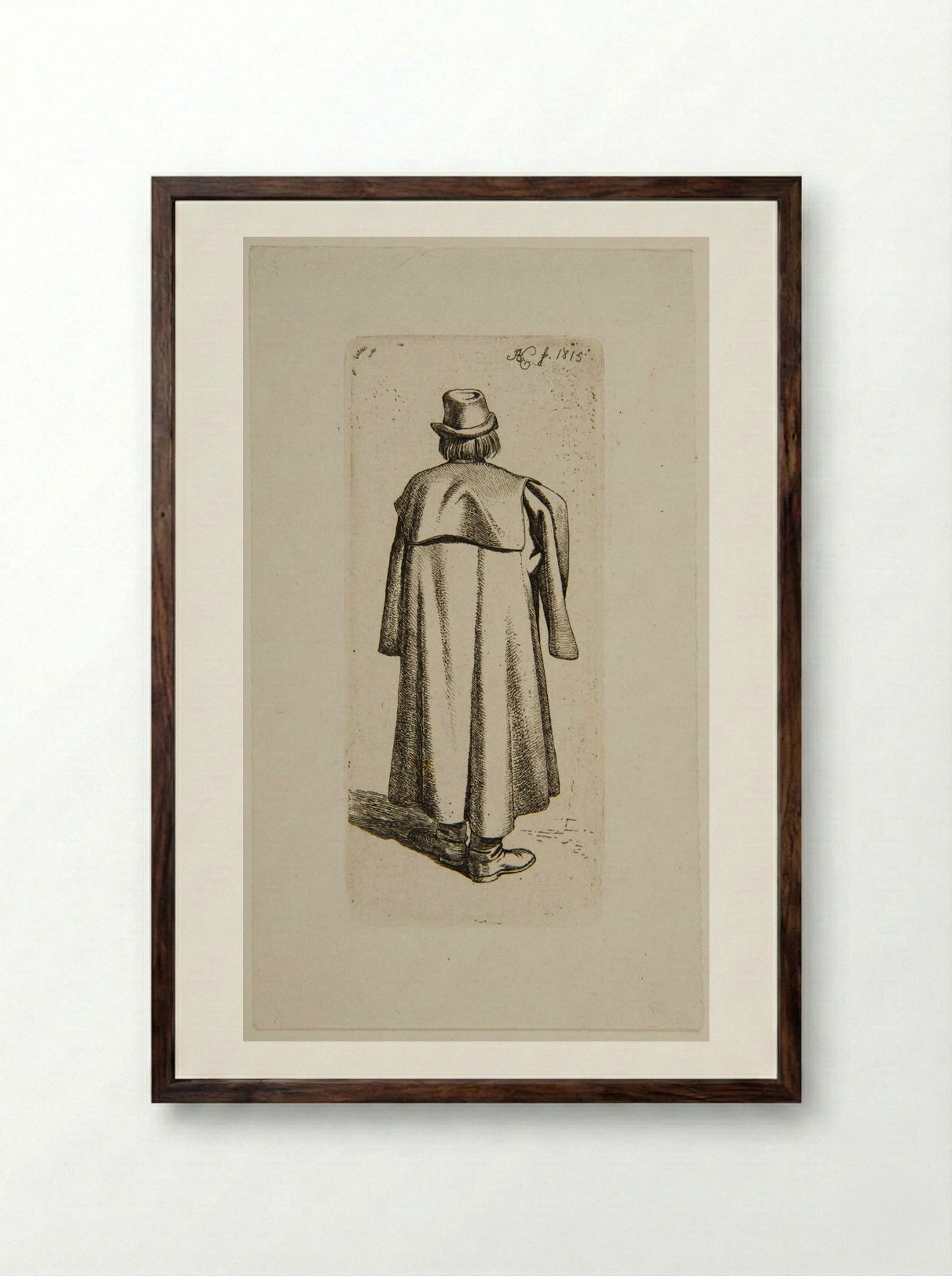 Man Seen from Behind - Johann Adam Klein - Framed Print Dark Wood