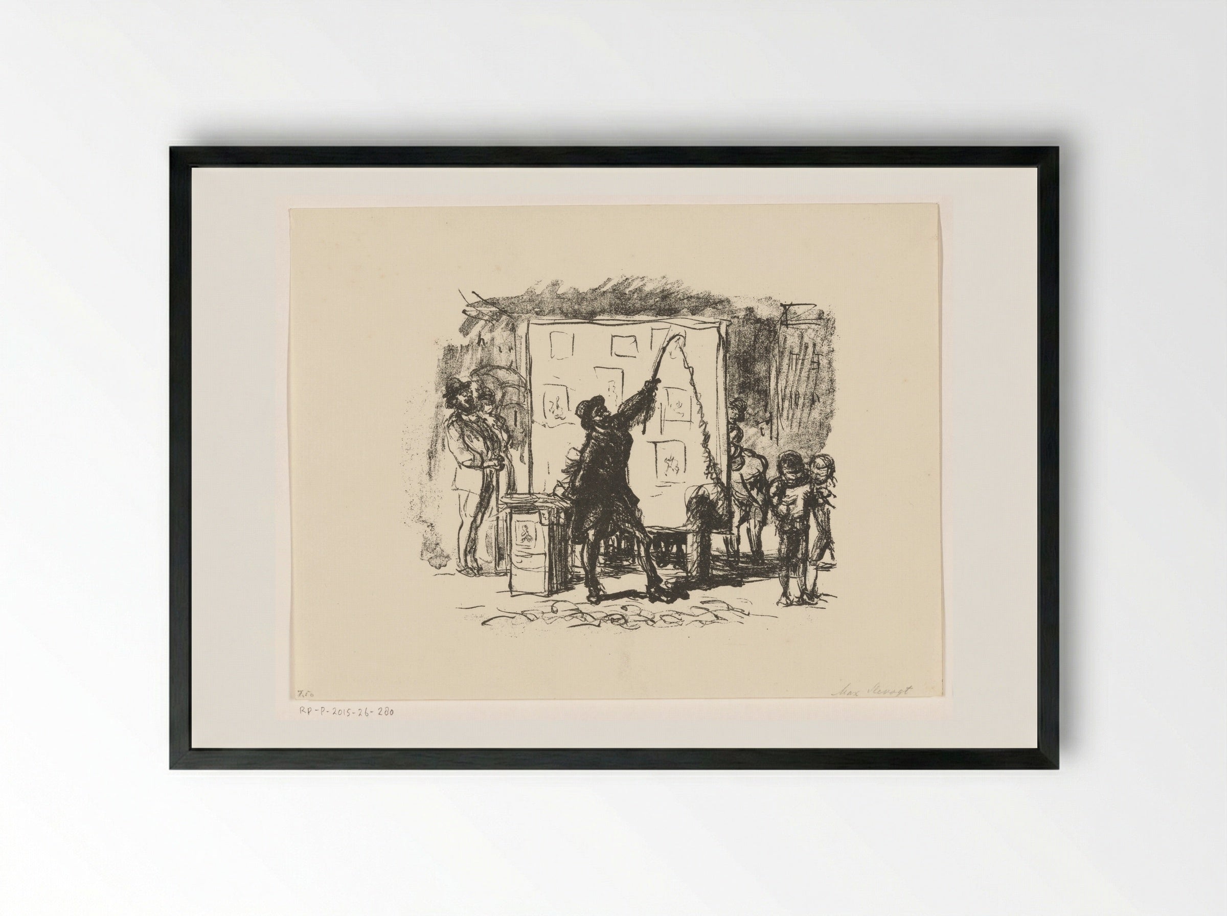 Man Showing Prints at a Market - Max Slevogt - Framed Print Black