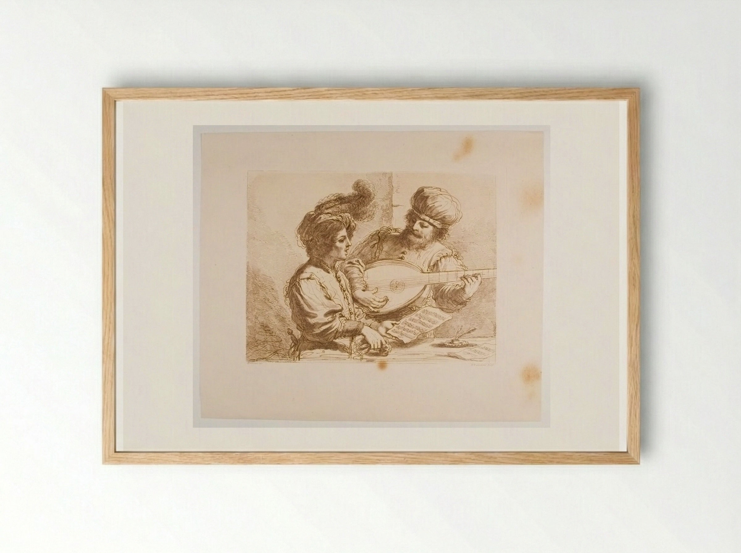 Man Singing to Guitar Accompaniment - Francesco Bartolozzi - Framed Print Wood
