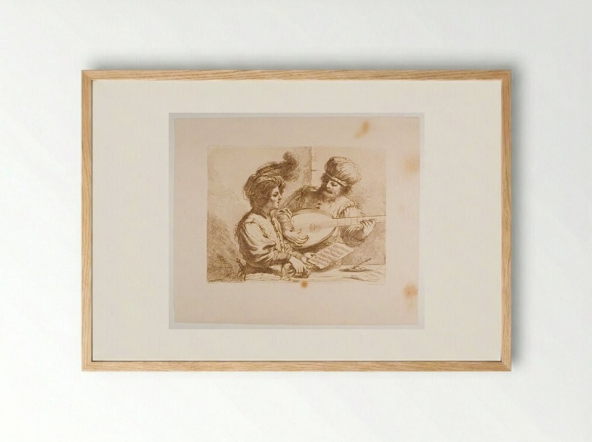 Man Singing to Guitar Accompaniment - Francesco Bartolozzi - Framed Print Wood
