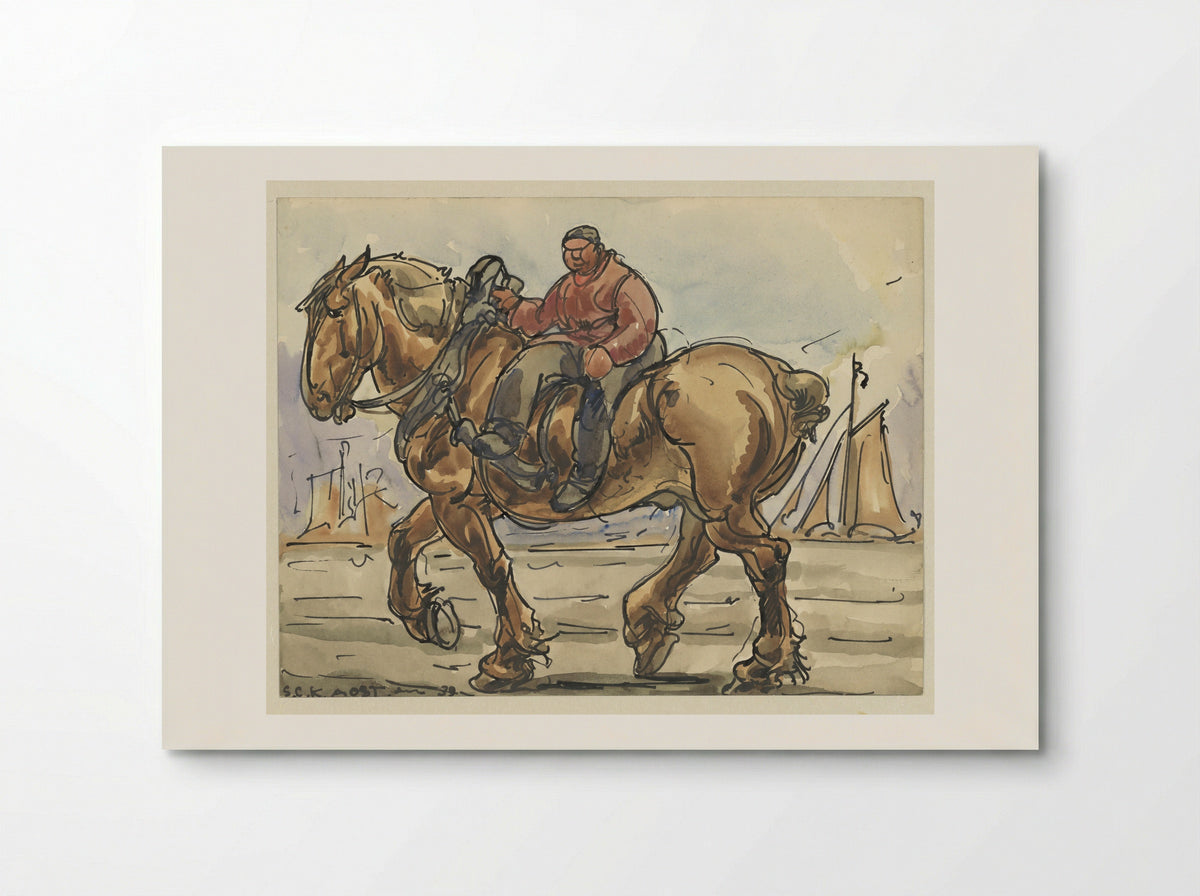 Man Sitting Side-Saddle on a Draught Horse - Alfred Ost - Poster