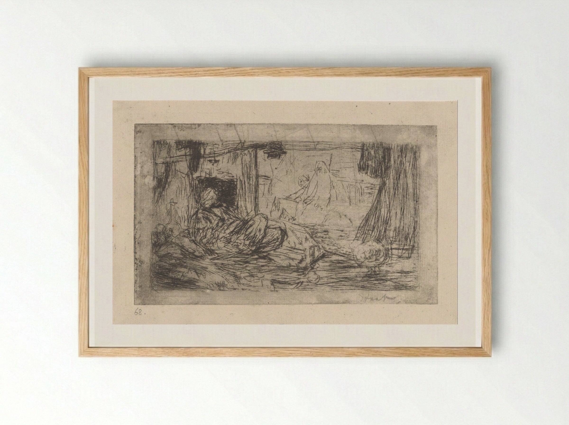 Man Smoking a Hookah - Marius Bauer - Framed Print Wood
