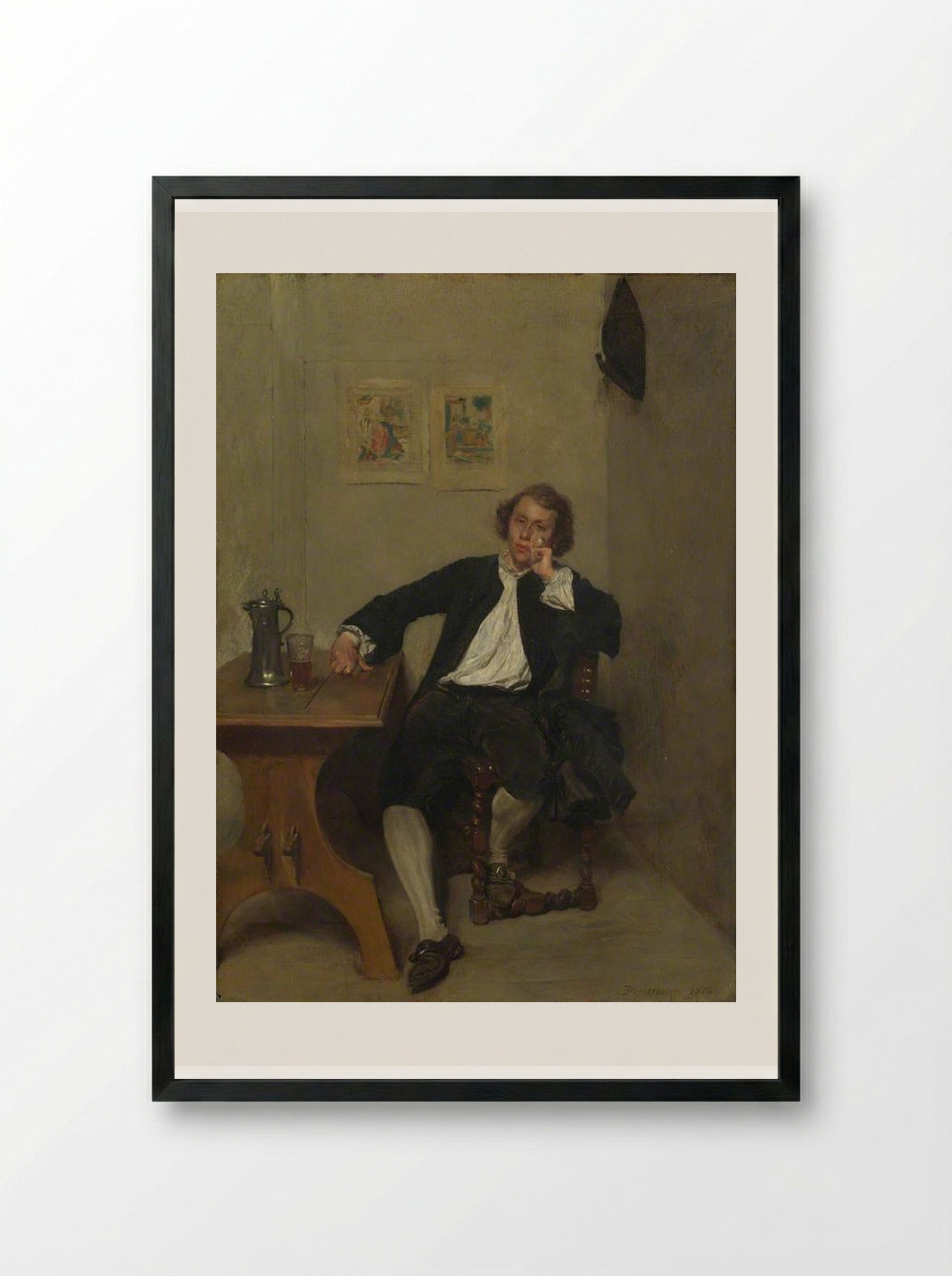 Man Smoking - Ernest Meissonier - Framed Print Black