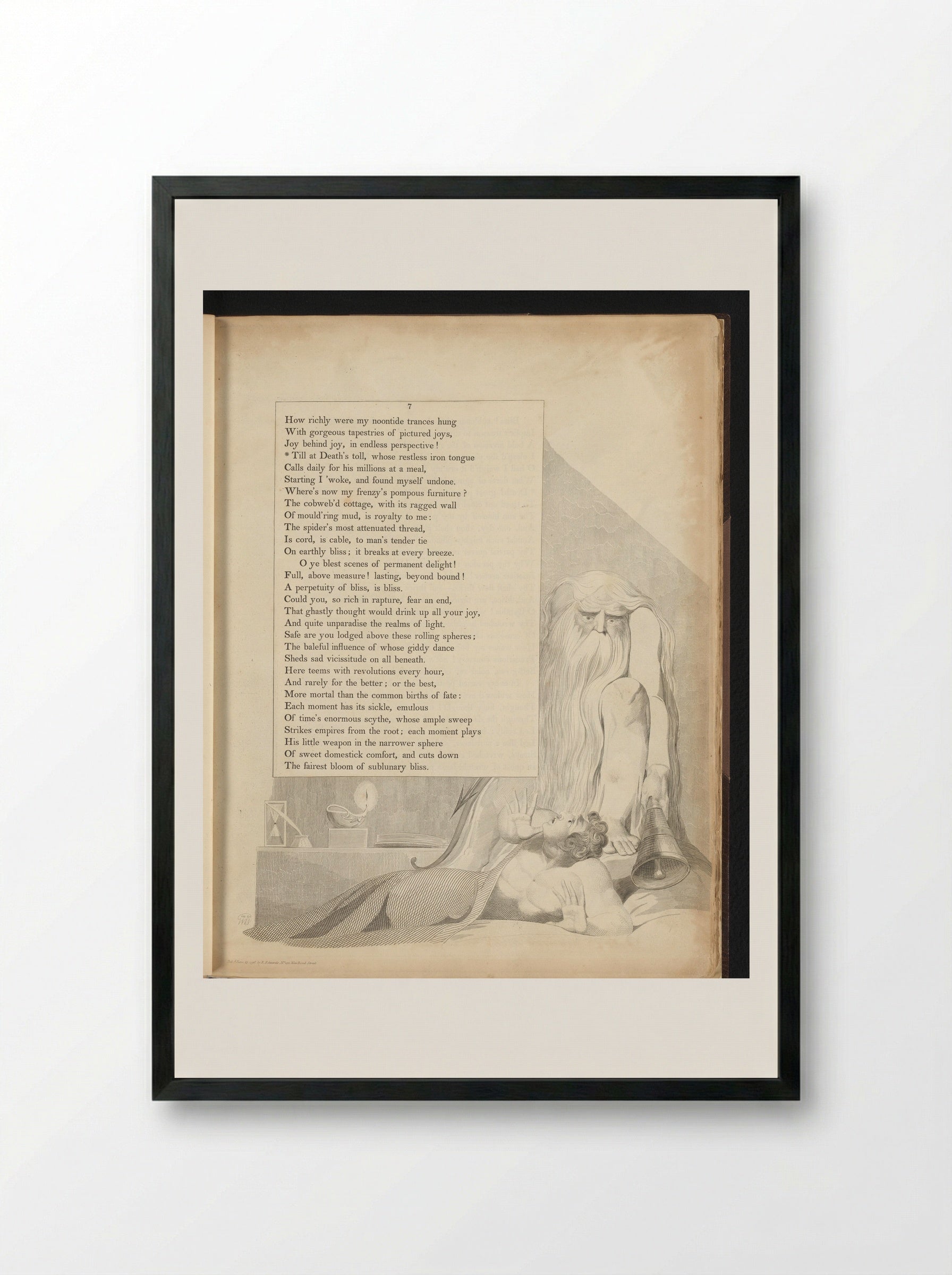 Man Startled by a Bearded Man with a Bell - William Blake - Framed Print Black