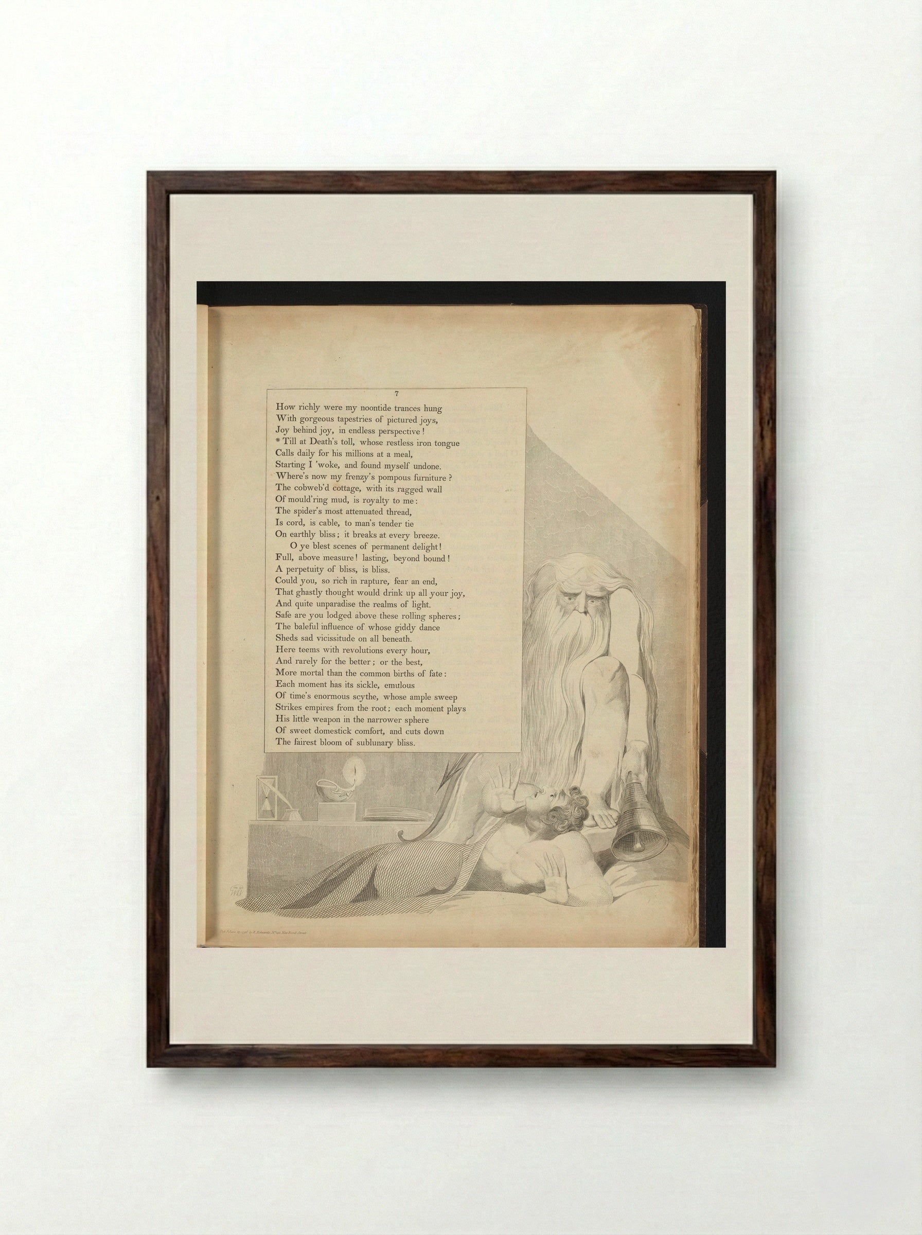 Man Startled by a Bearded Man with a Bell - William Blake - Framed Print Dark Wood