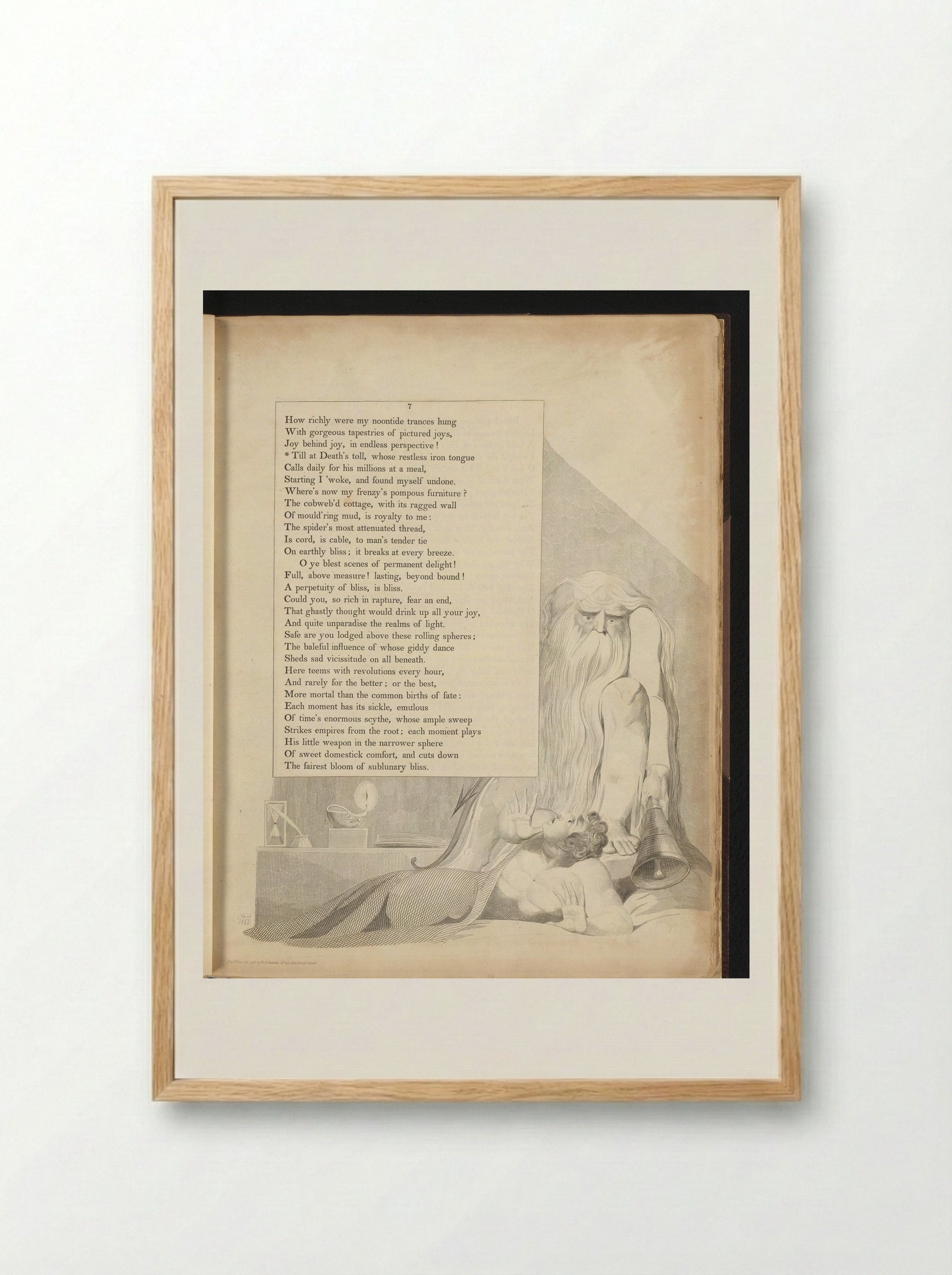 Man Startled by a Bearded Man with a Bell - William Blake - Framed Print Wood
