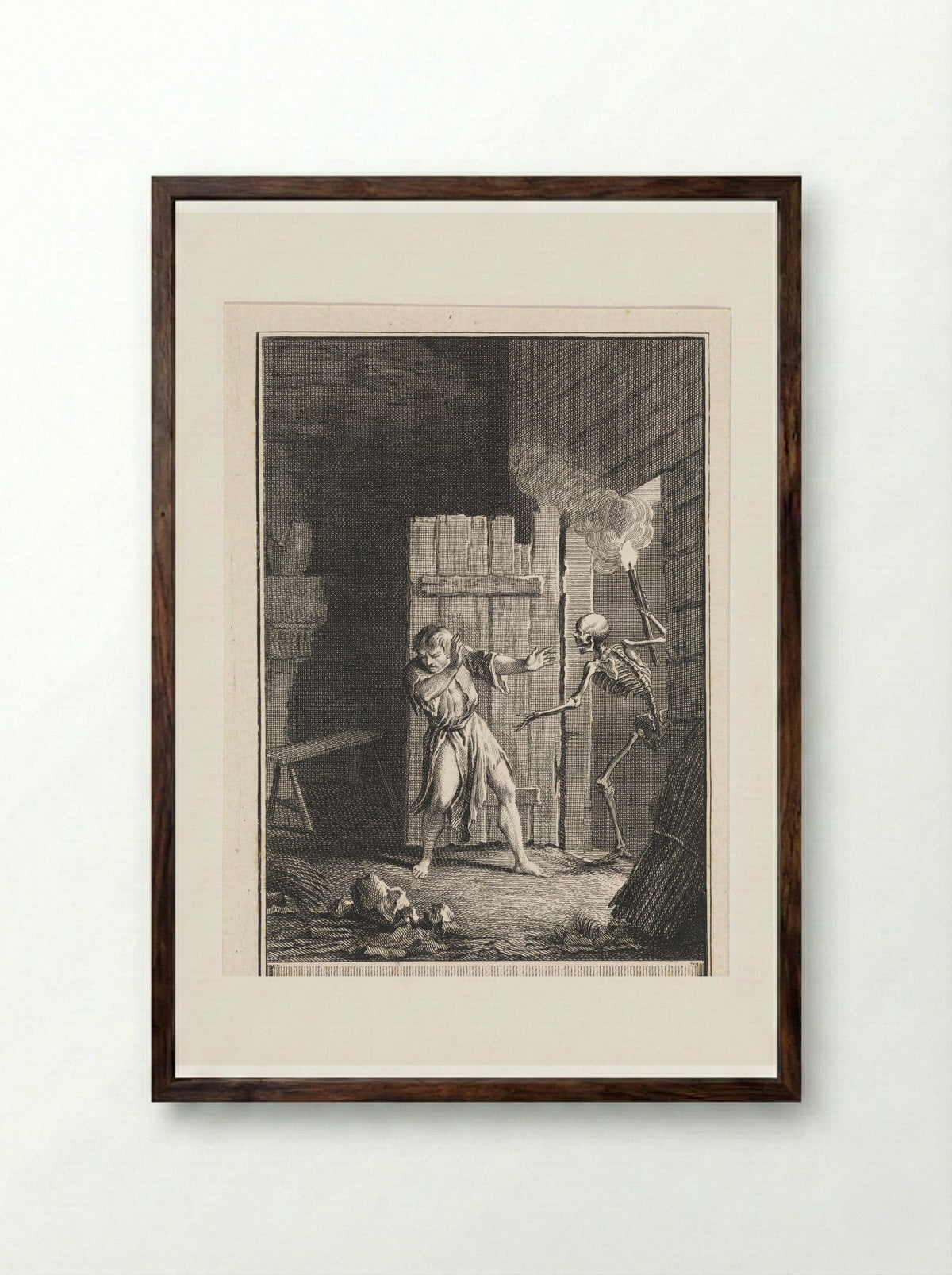 Man Surprised by Death - Jan Punt - Framed Print Dark Wood