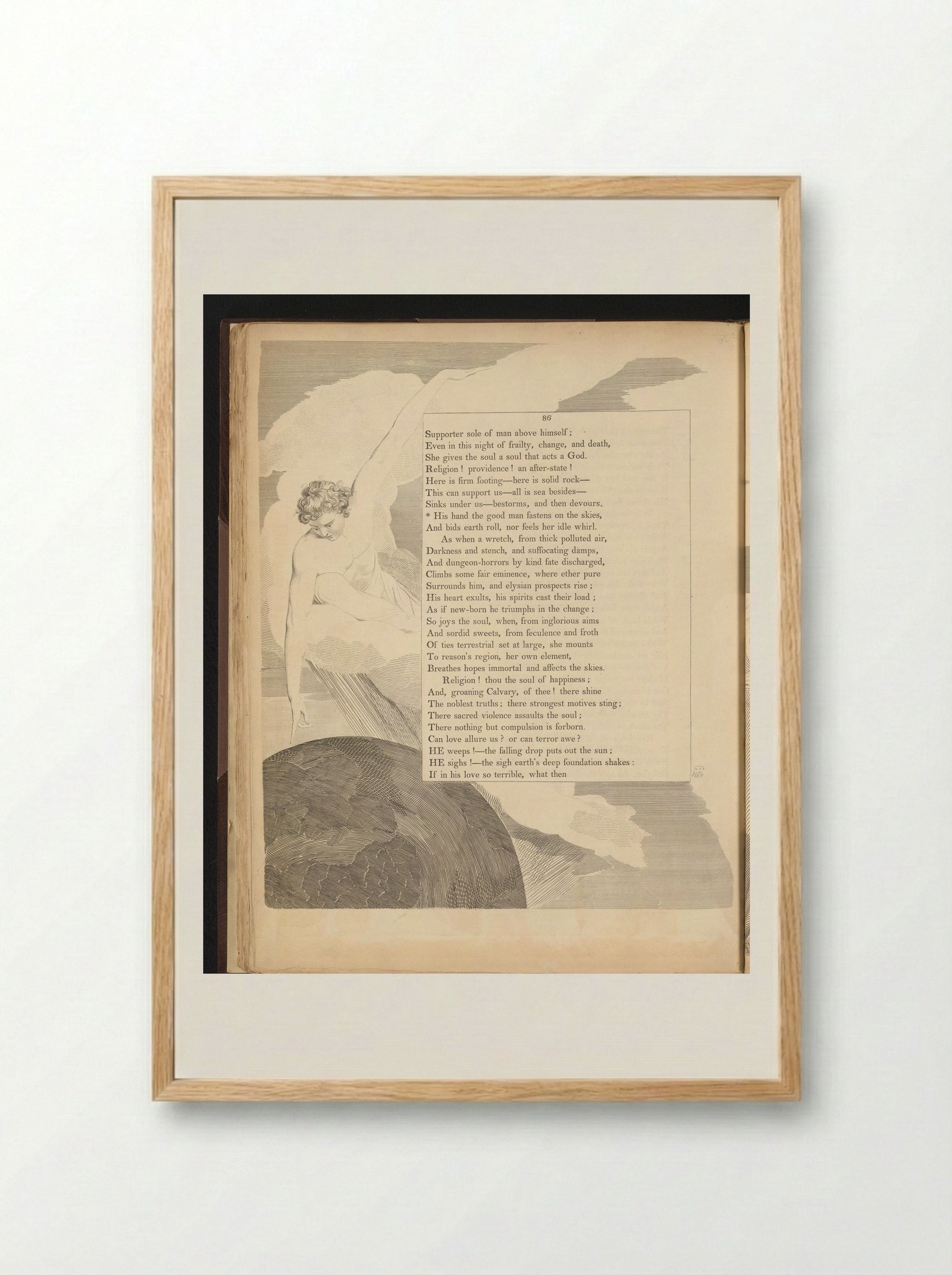 Man Touching a Sphere from a Cloud - William Blake - Framed Print Wood