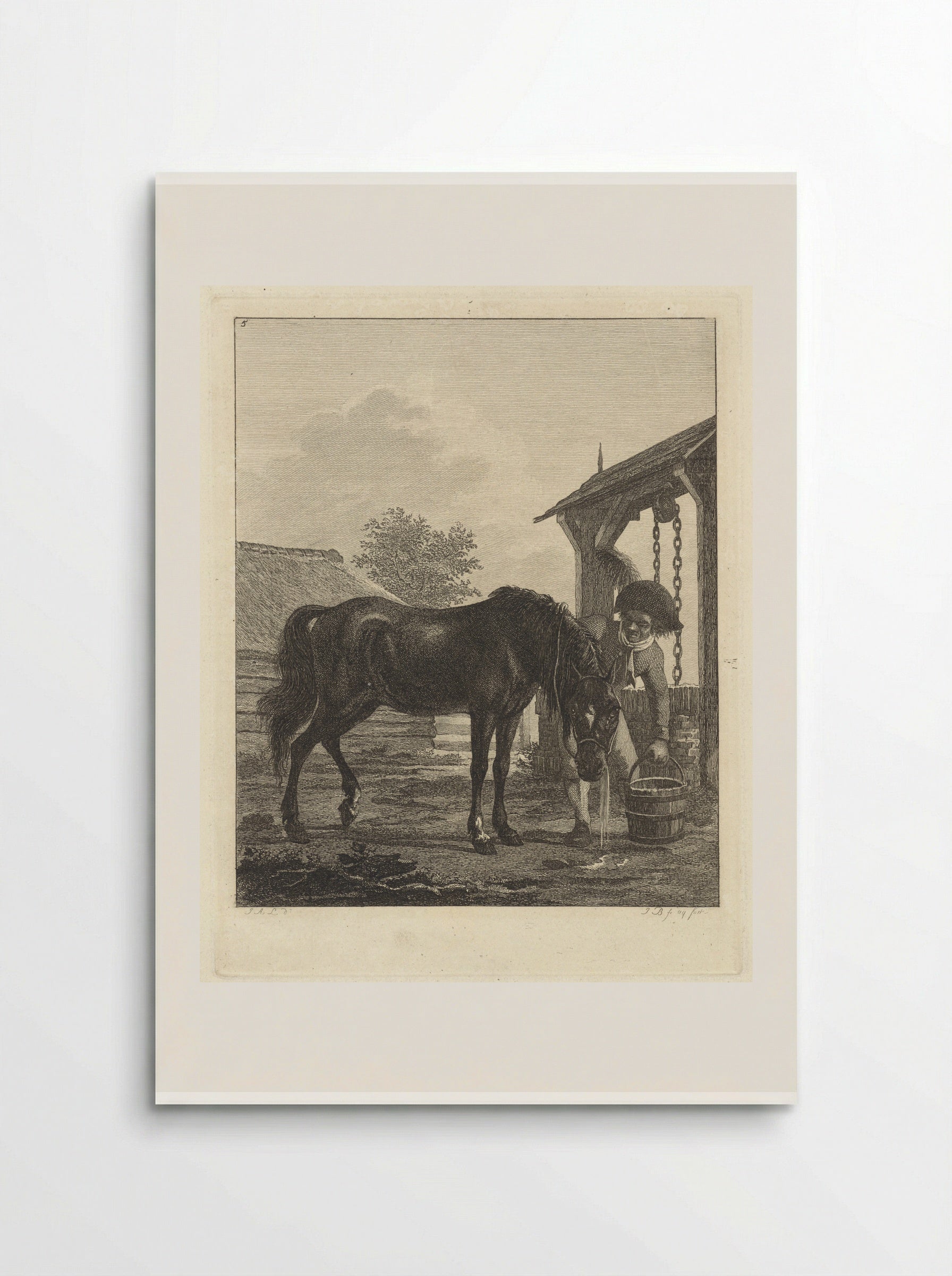 Man Watering a Horse at a Well - Joannes Bemme - Poster