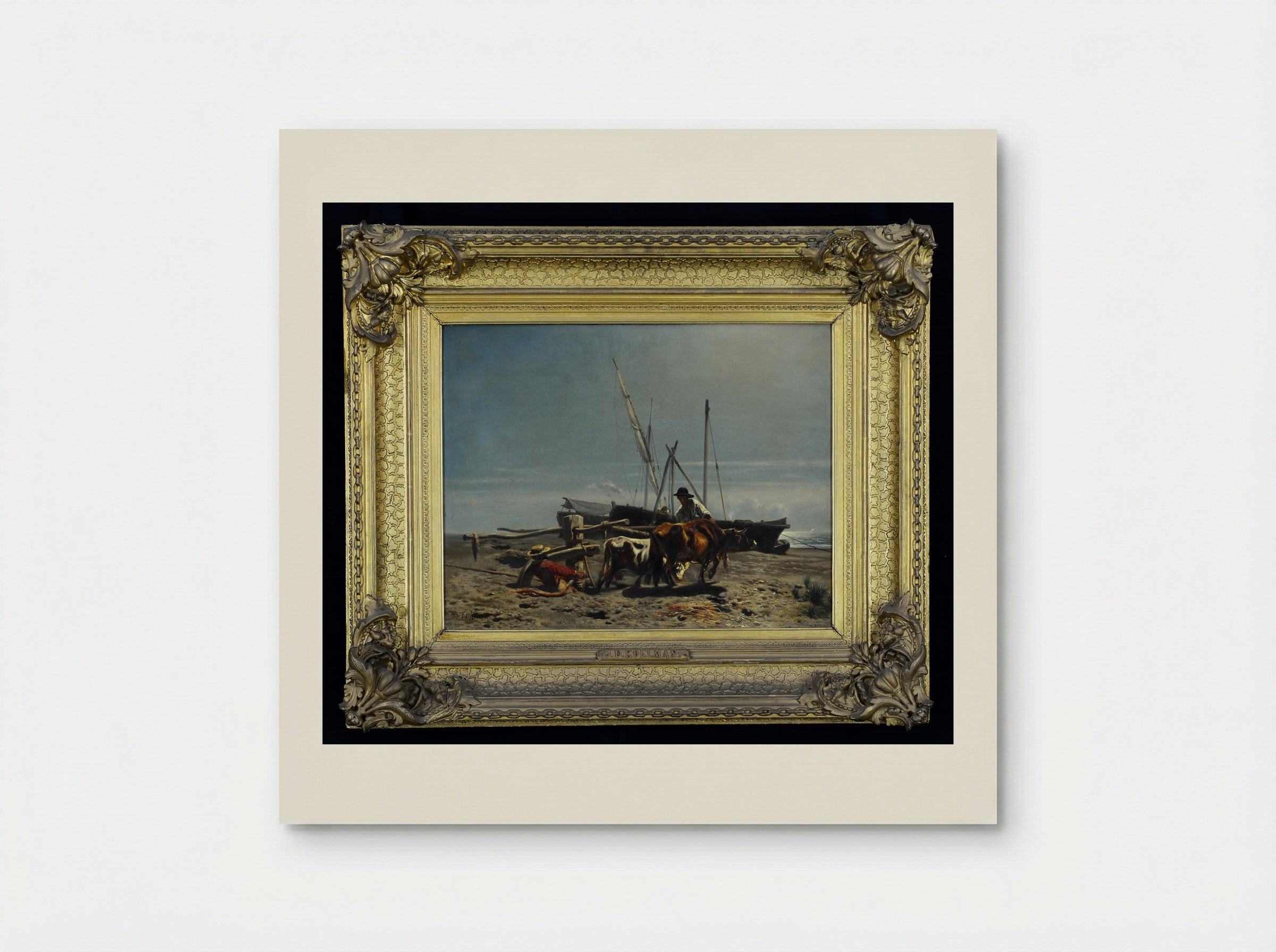 Man achterover liggend in het gras met de benen opgetrokken - Johan Daniël Koelman - Poster