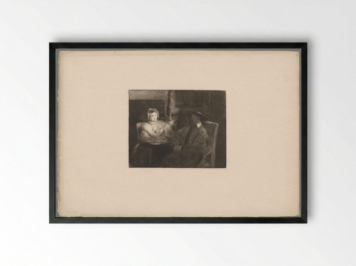 Man and Woman Seated in a Room - Andrew Geddes - Framed Print Black