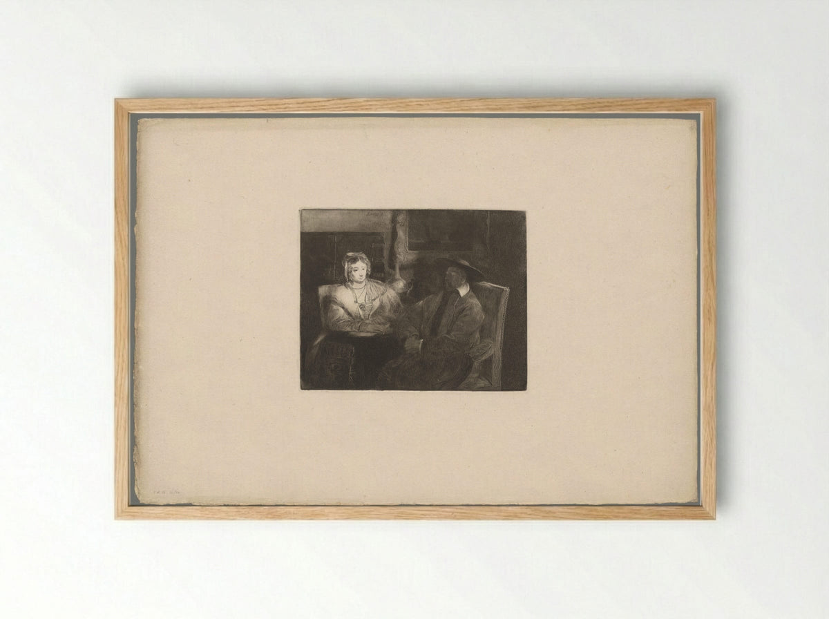 Man and Woman Seated in a Room - Andrew Geddes - Framed Print Wood