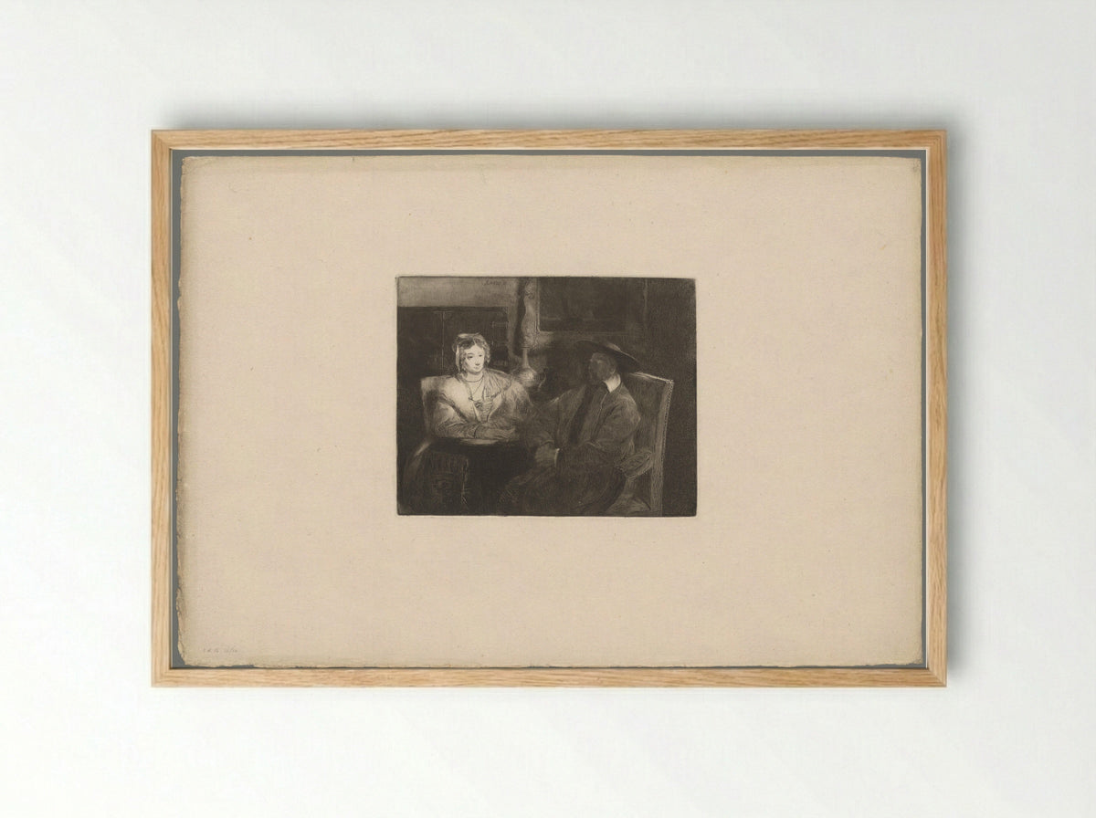 Man and Woman Seated in a Room - Andrew Geddes - Framed Print Wood