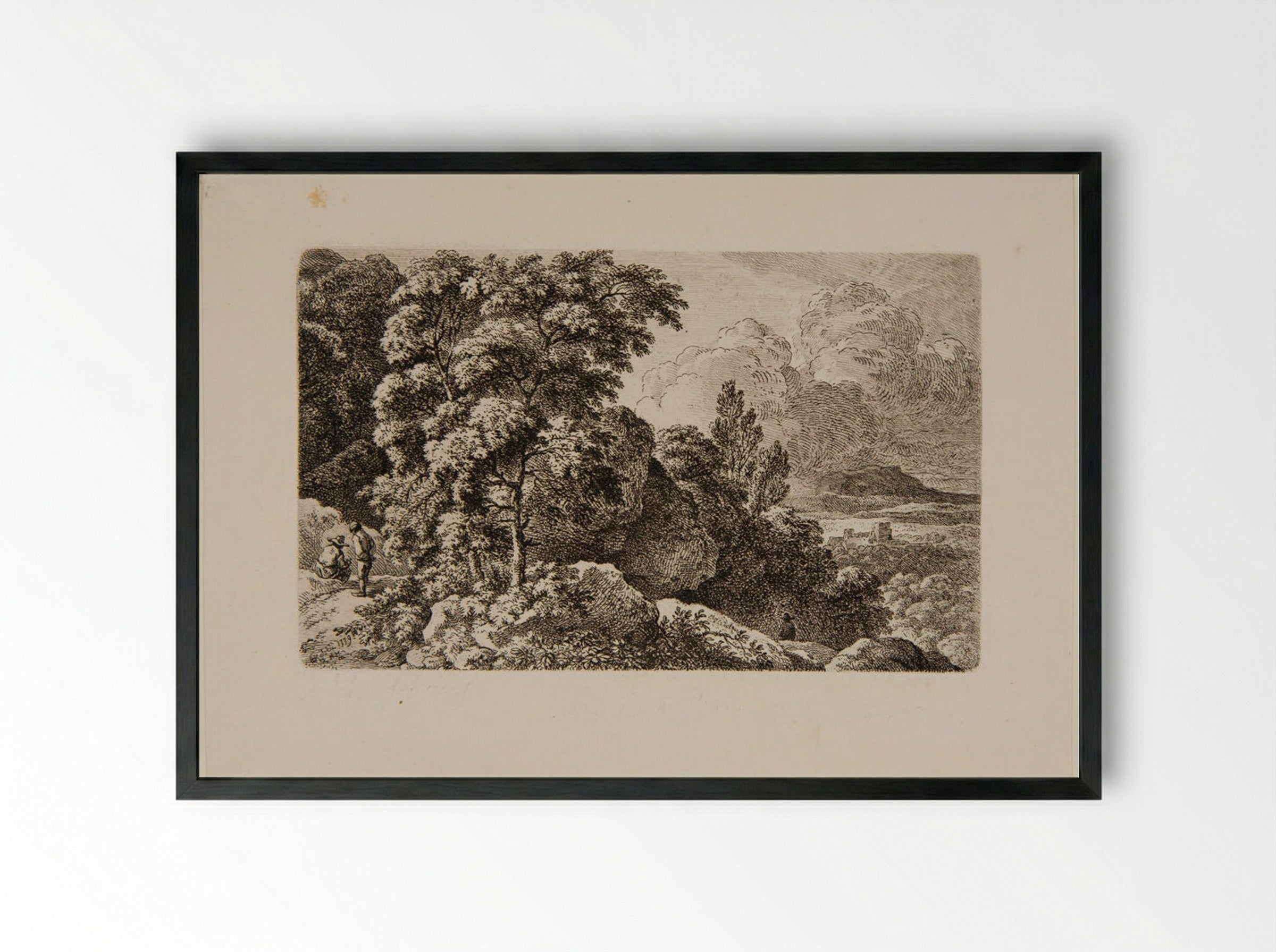 Man and Woman in Conversation - Ferdinand Kobell - Framed Print Black