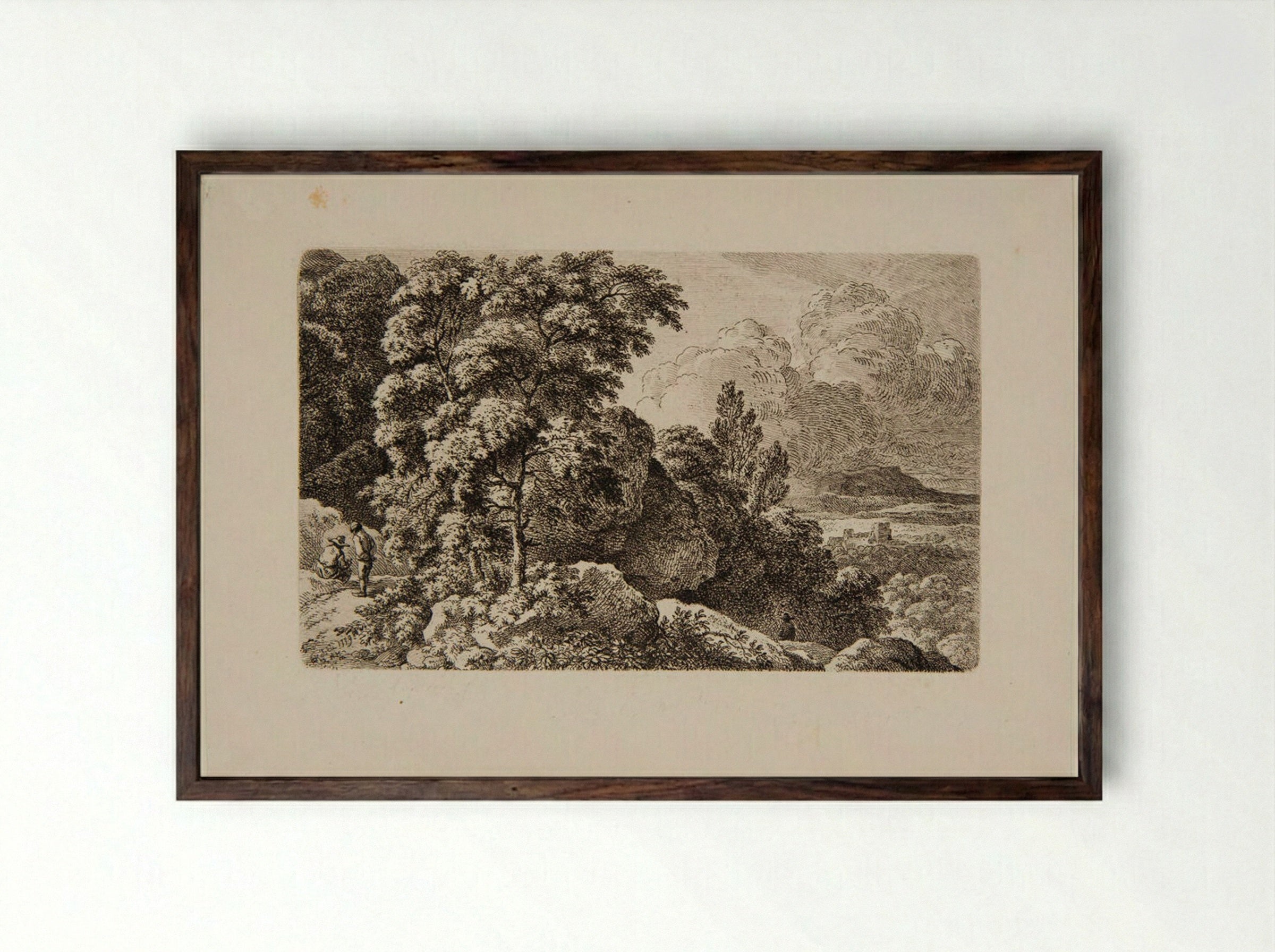 Man and Woman in Conversation - Ferdinand Kobell - Framed Print Dark Wood
