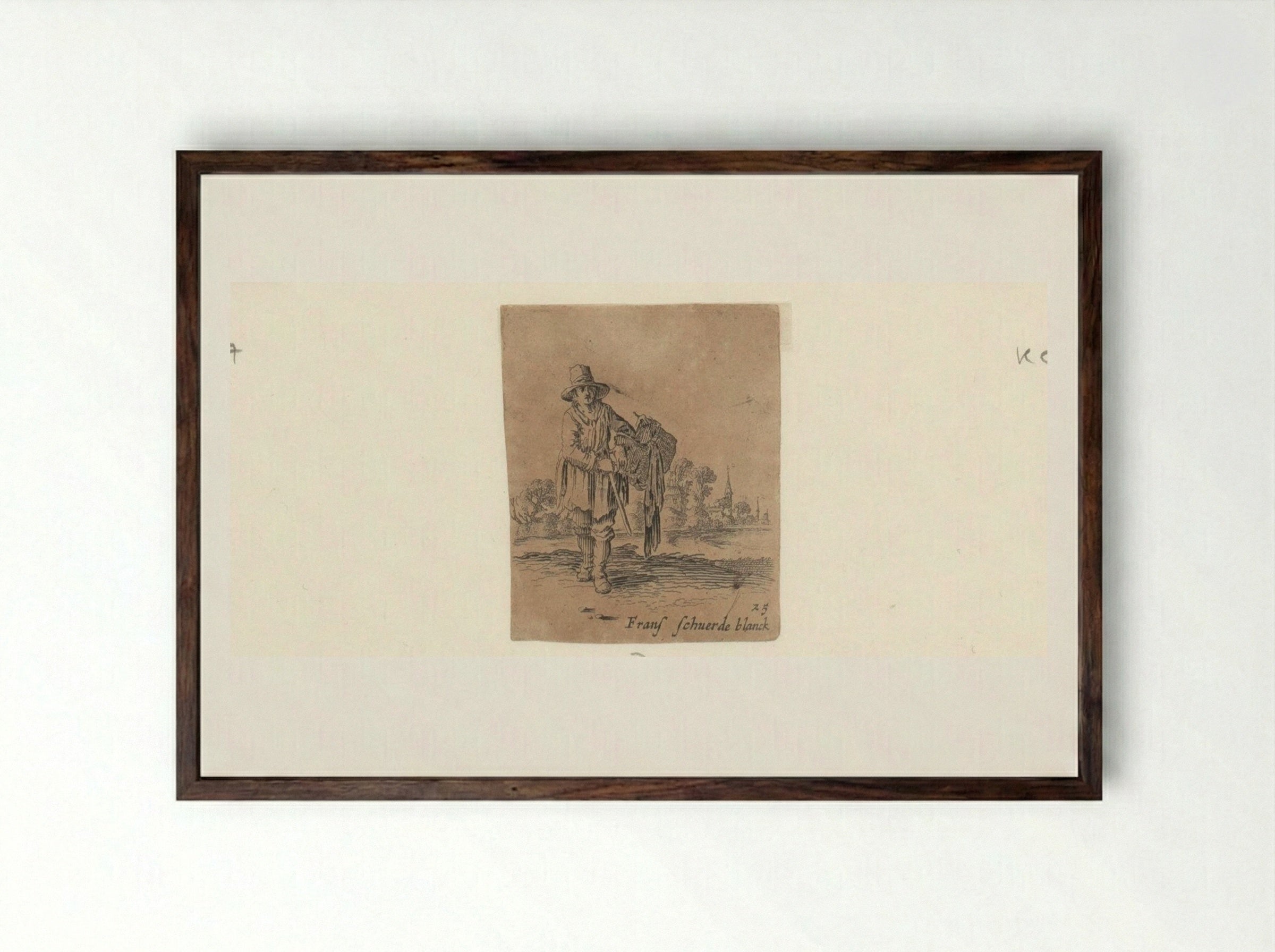 Man bij een rivier - Gillis van Scheyndel (I) - Framed Print Dark Wood