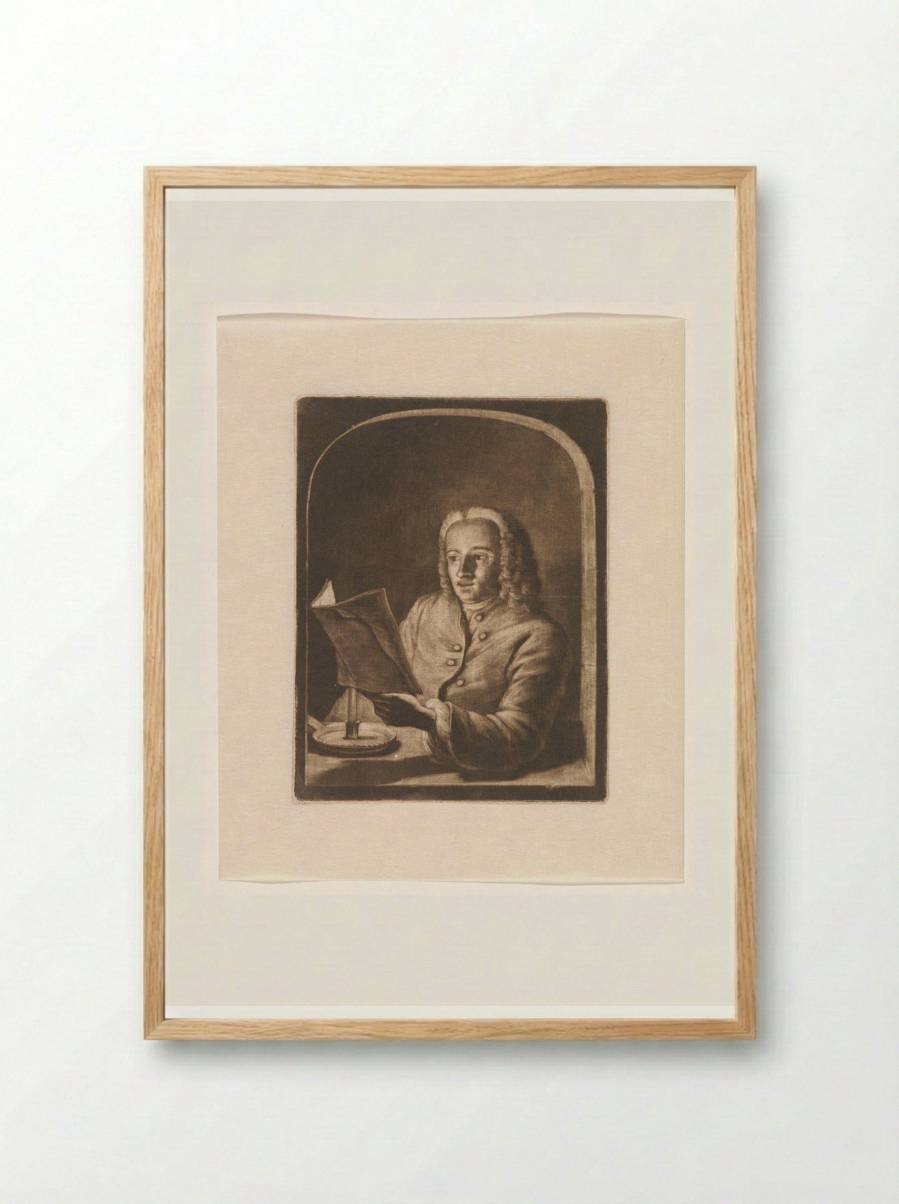 Man bij kaarslicht, mogelijk Jan Snellen - Aert Schouman - Framed Print Wood