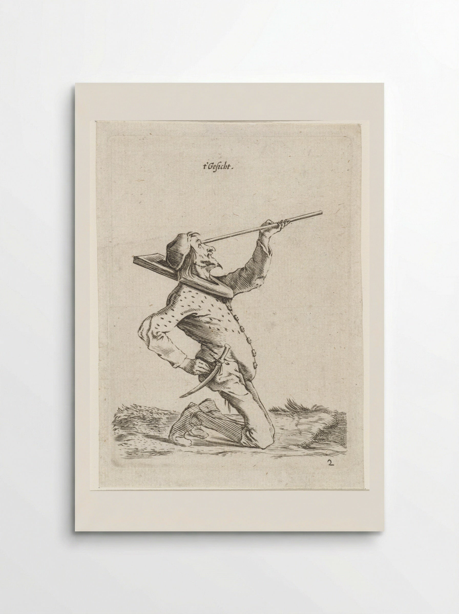 Man die langs een stok tuurt (Sight) - Cornelis Saftleven - Poster