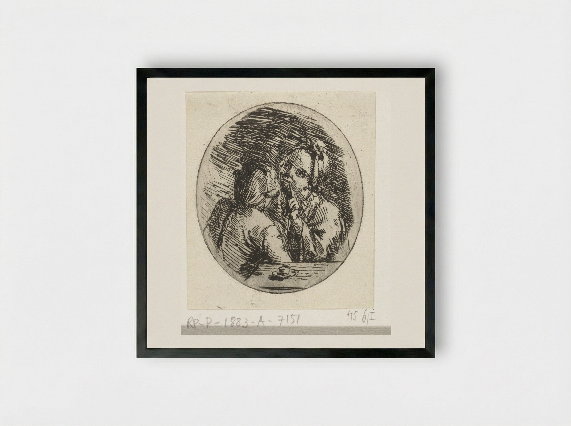 Man en vrouw in gesprek - Louis Bernard Coclers - Framed Print Black