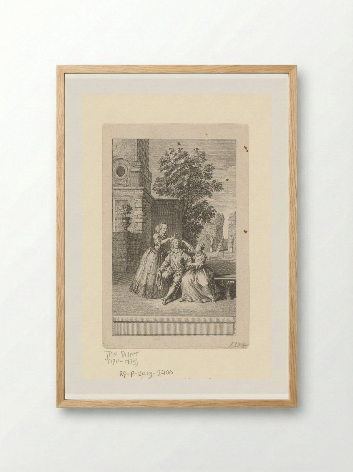 Man en zijn maîtresses in een tuin - Jan Punt - Framed Print Wood