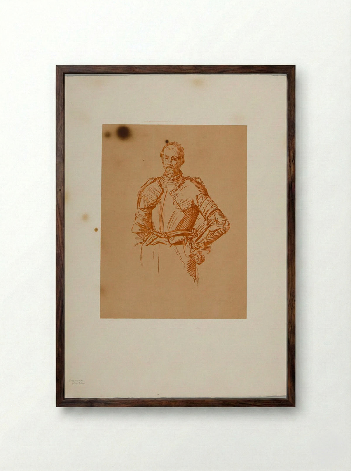 Man in Armor (After Titian) - Pierre Guillaume Metzmacher - Framed Print Dark Wood