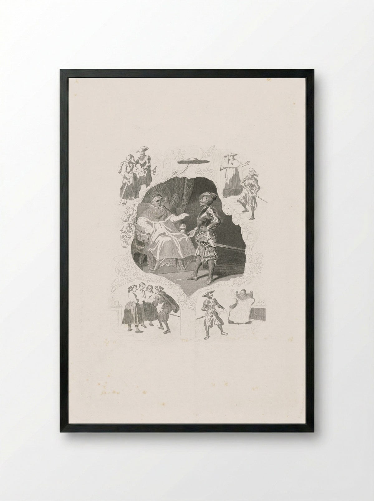 Man in Armour Before a Pope - Johannes de Mare - Framed Print Black