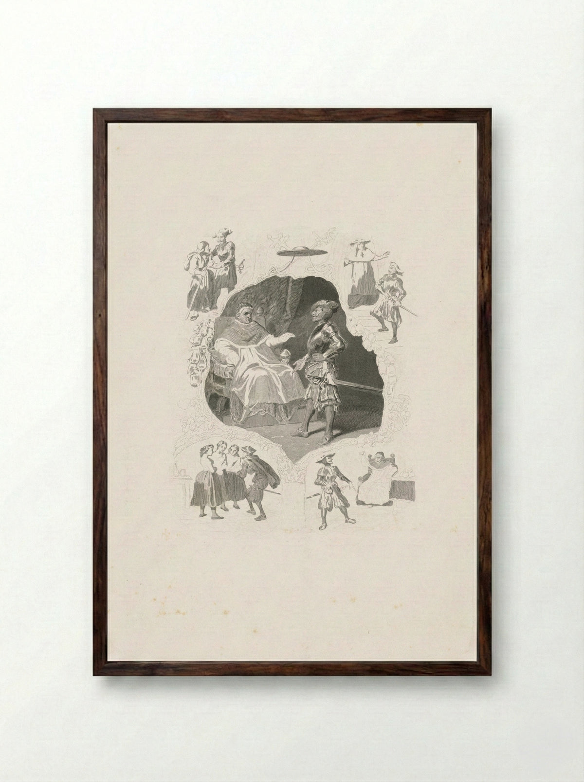 Man in Armour Before a Pope - Johannes de Mare - Framed Print Dark Wood