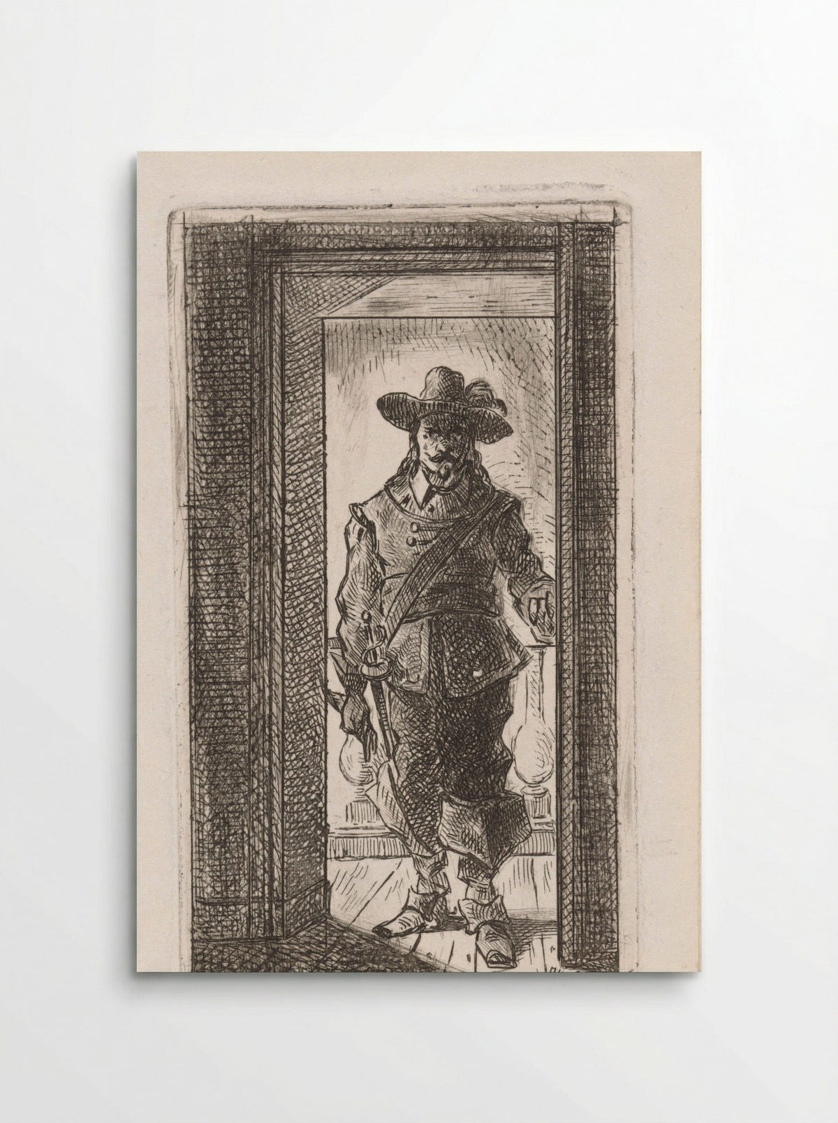 Man in Seventeenth-Century Costume Standing in a Doorway - Jan Gerard Smits - Poster