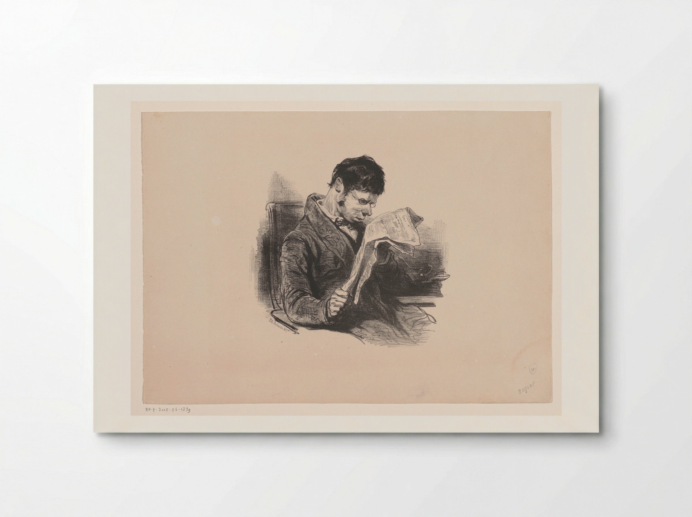 Man in a Dressing Gown, Reading the Newspaper - Paul Gavarni - Poster