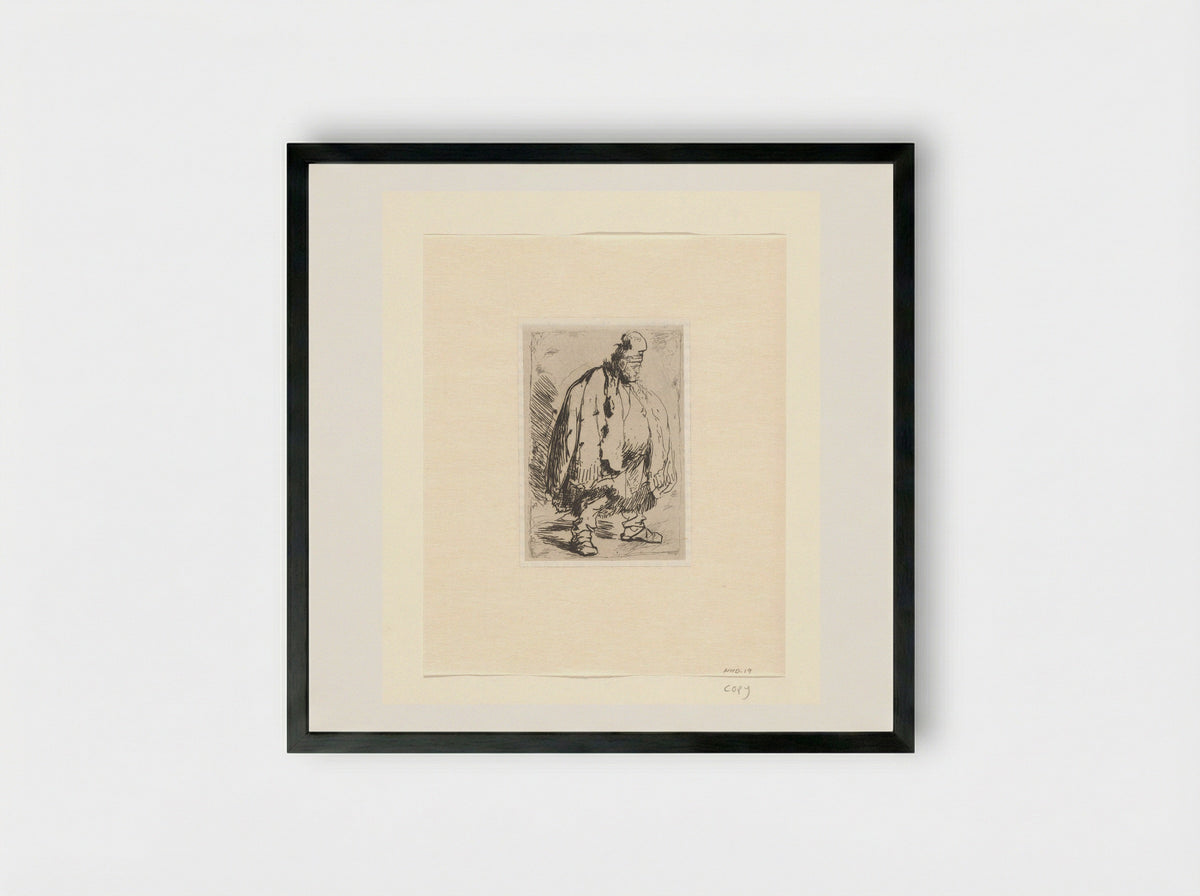 Man in a Large Cloak - Léopold Flameng - Framed Print Black