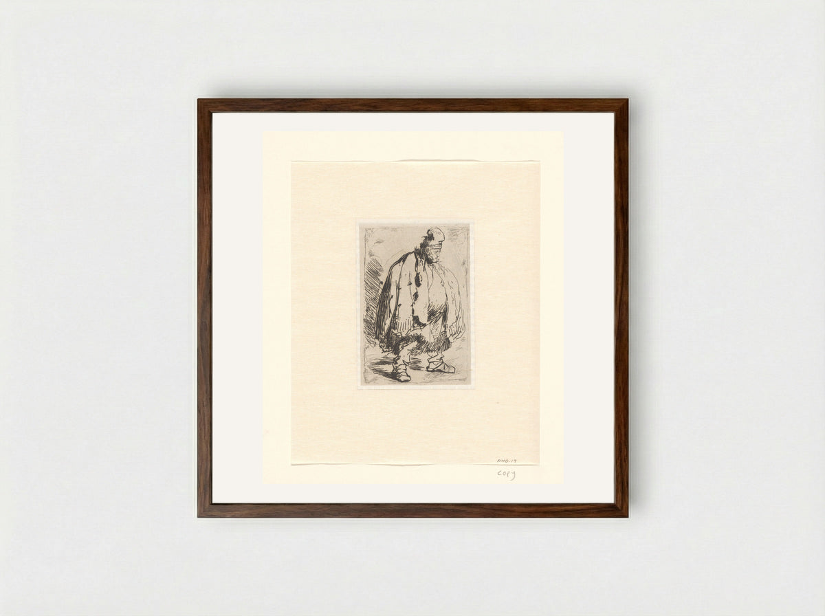 Man in a Large Cloak - Léopold Flameng - Framed Print Dark Wood
