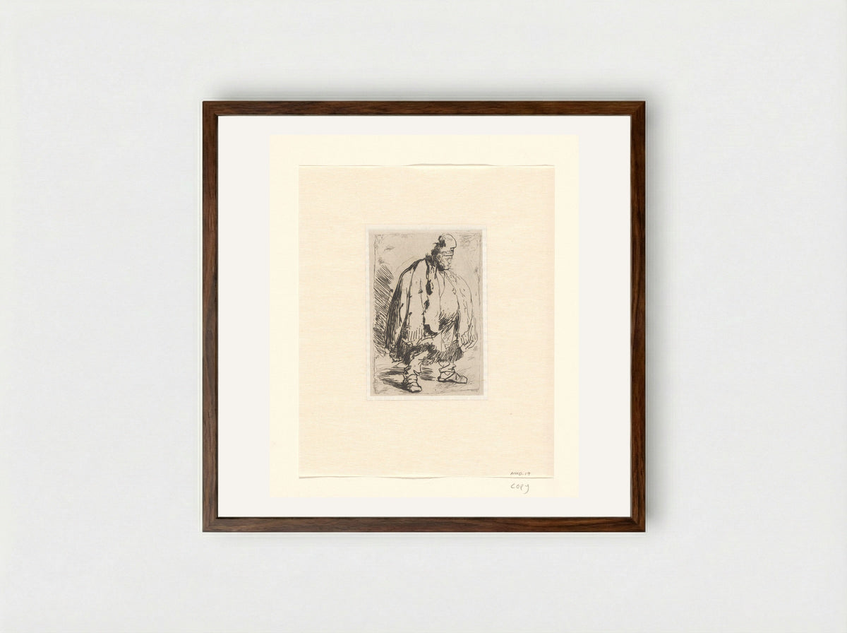 Man in a Large Cloak - Léopold Flameng - Framed Print Dark Wood