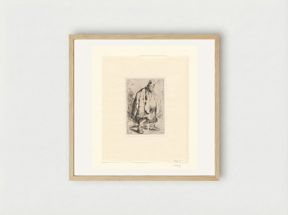 Man in a Large Cloak - Léopold Flameng - Framed Print Wood