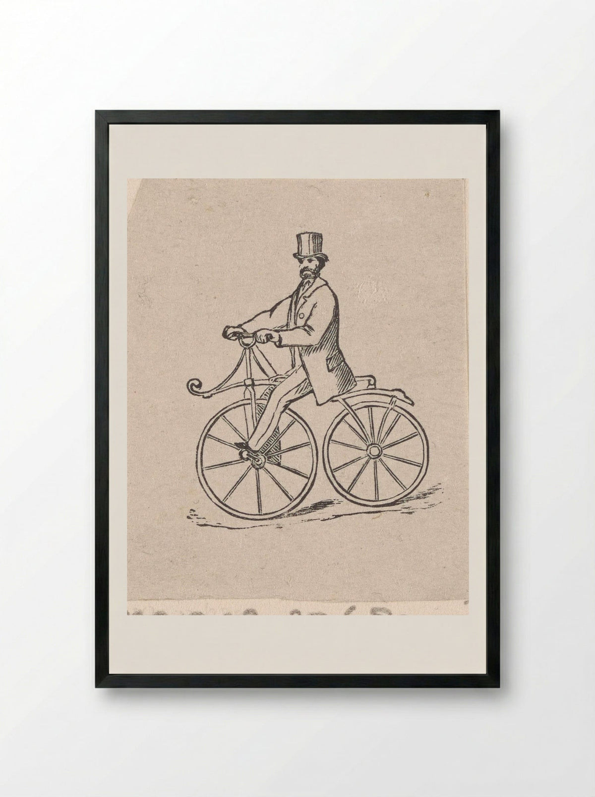 Man in a Top Hat on a Bicycle - Isaac Weissenbruch - Framed Print Black