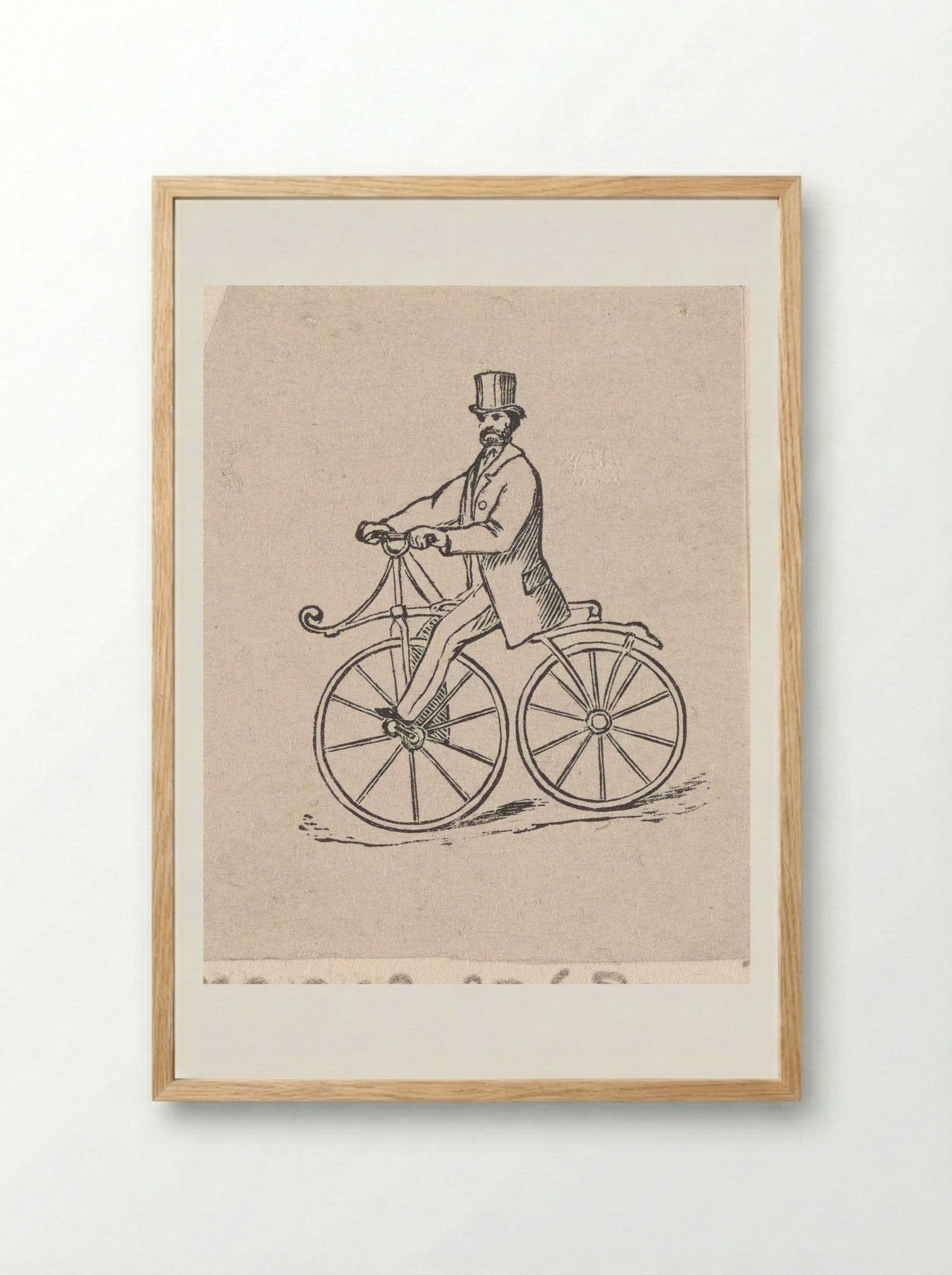 Man in a Top Hat on a Bicycle - Isaac Weissenbruch - Framed Print Wood