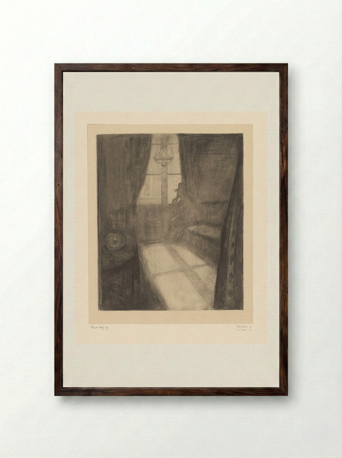 Man in an Interior Sitting by the Window - Edvard Munch - Framed Print Dark Wood