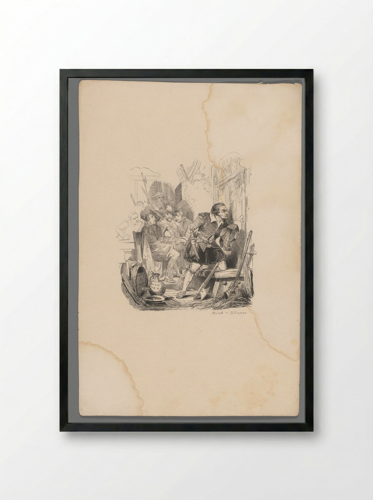 Man luisterend aan een deur - Gerhardus Fredericus Eilbracht - Framed Print Black