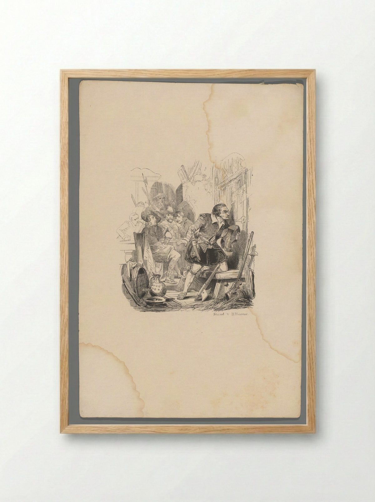 Man luisterend aan een deur - Gerhardus Fredericus Eilbracht - Framed Print Wood