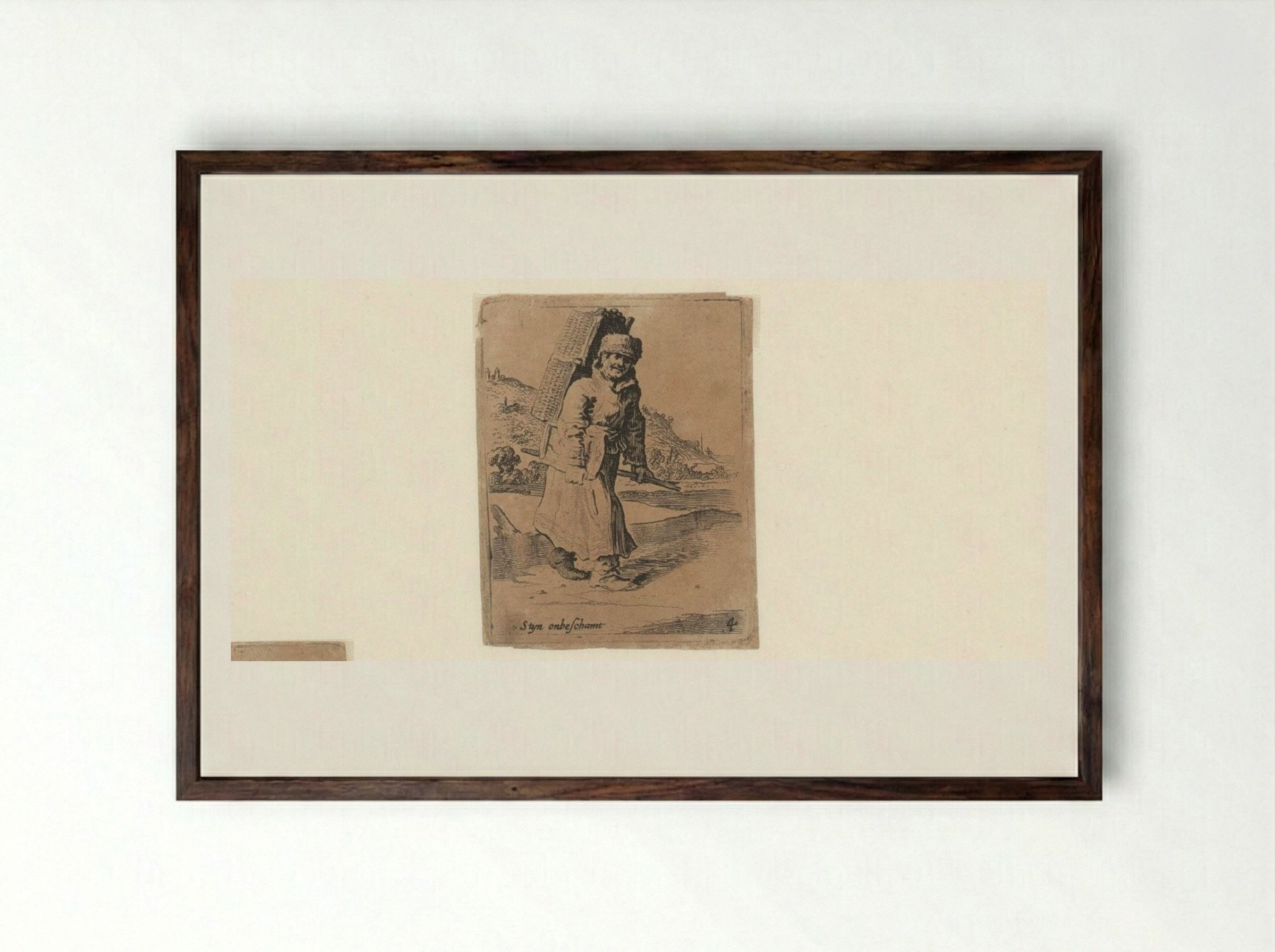 Man met een mand op de rug - Gillis van Scheyndel (I) - Framed Print Dark Wood