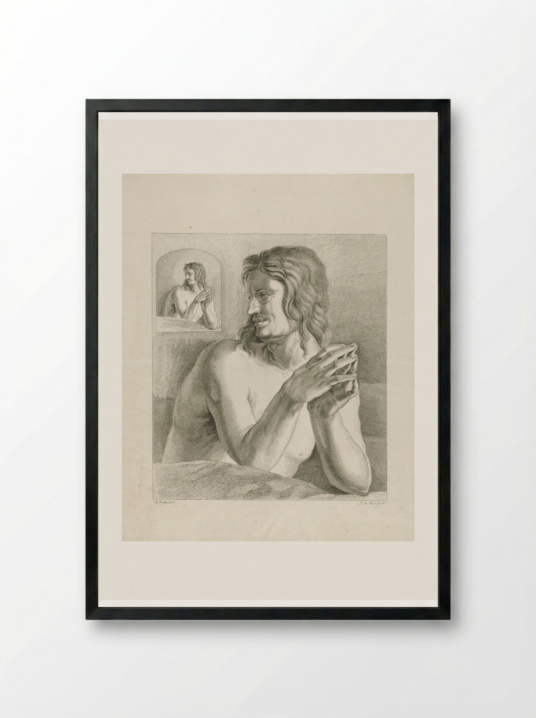 Man met gevouwen handen - Abraham Delfos - Framed Print Black