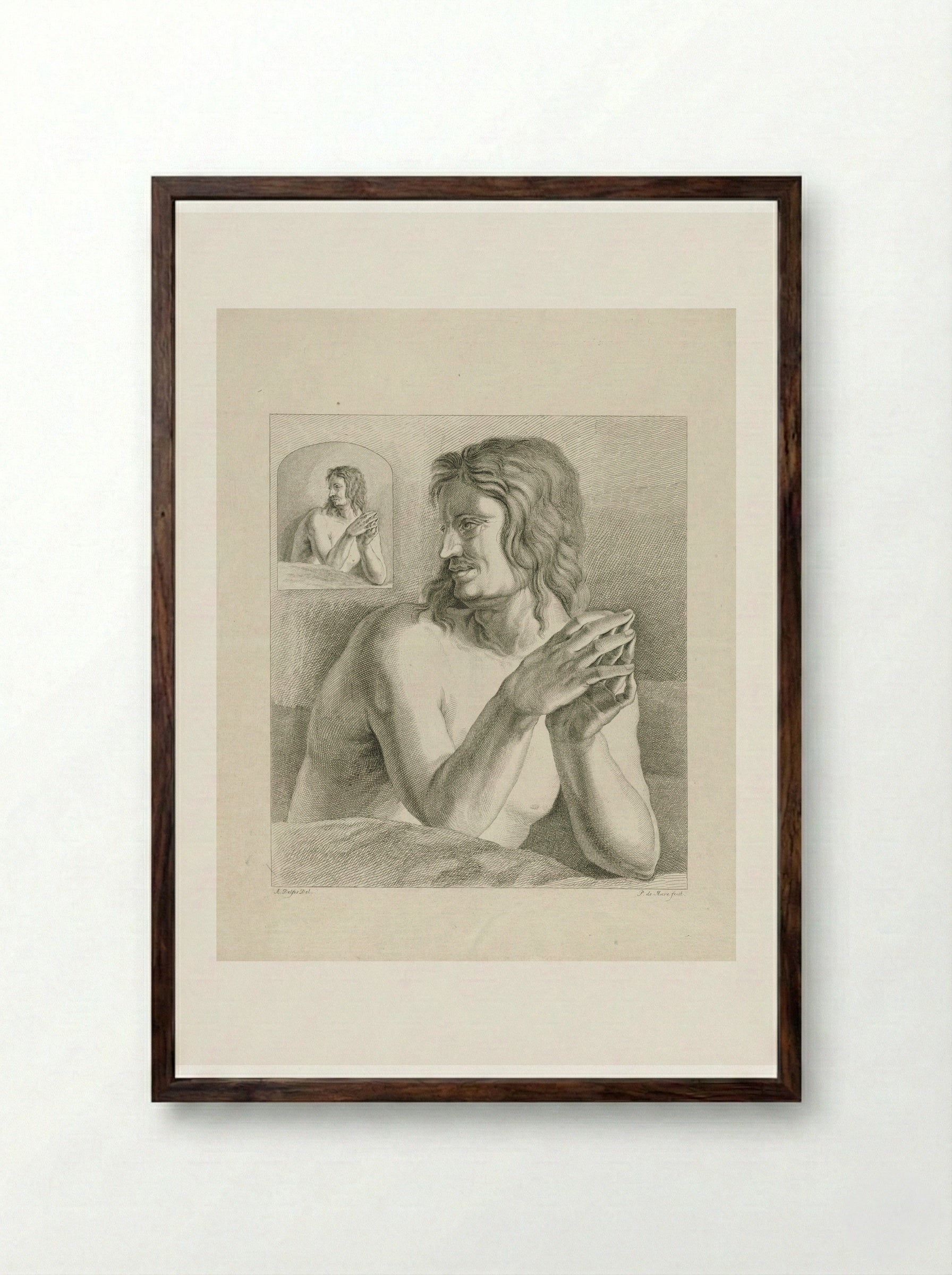 Man met gevouwen handen - Abraham Delfos - Framed Print Dark Wood