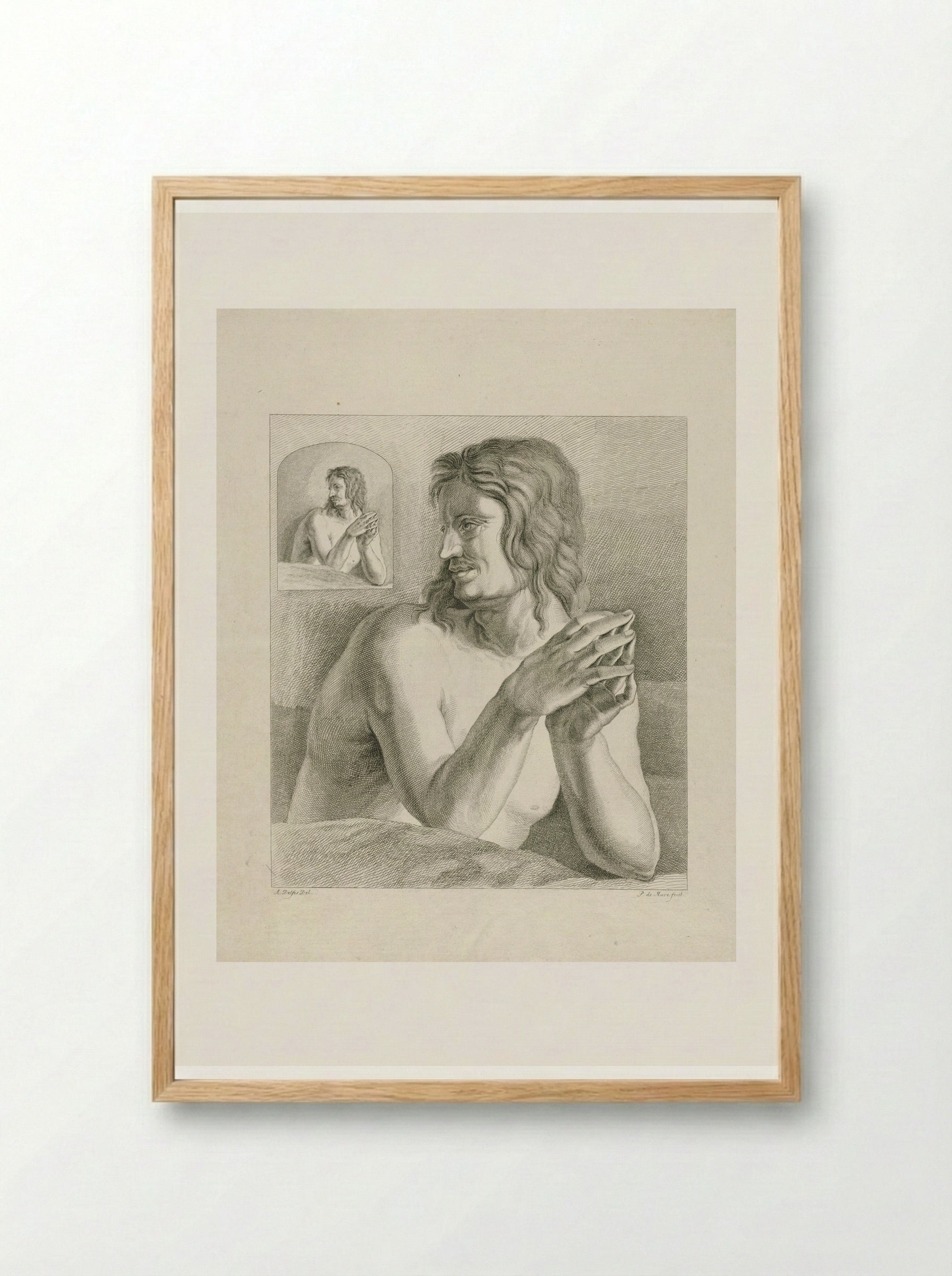 Man met gevouwen handen - Abraham Delfos - Framed Print Wood