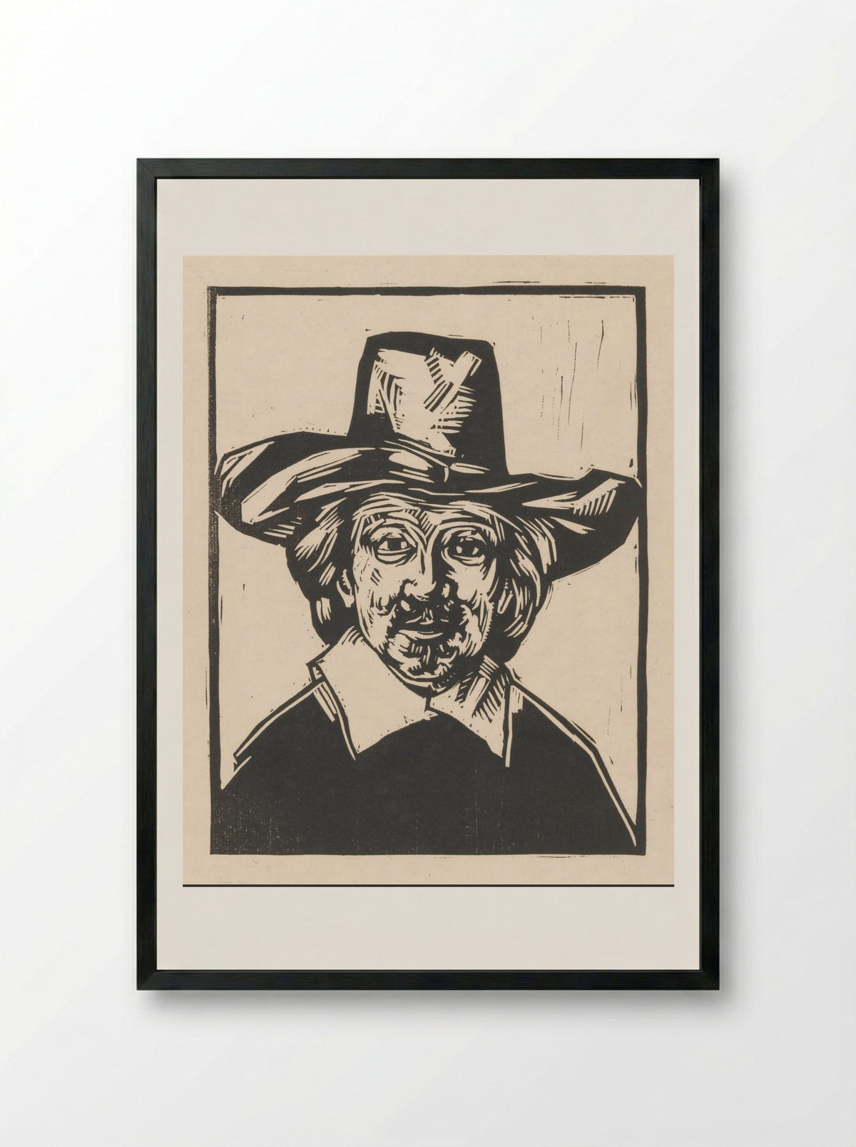 Man met hoed - Henri Jonas - Framed Print Black