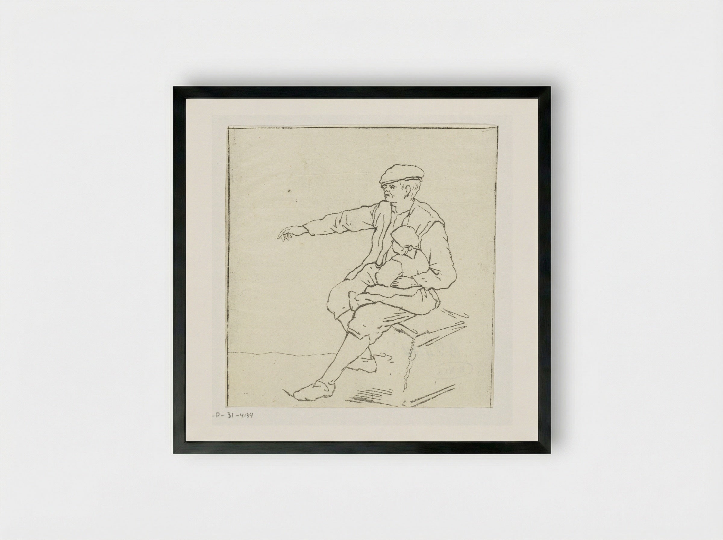 Man met kind - Anthonie van den Bos - Framed Print Black