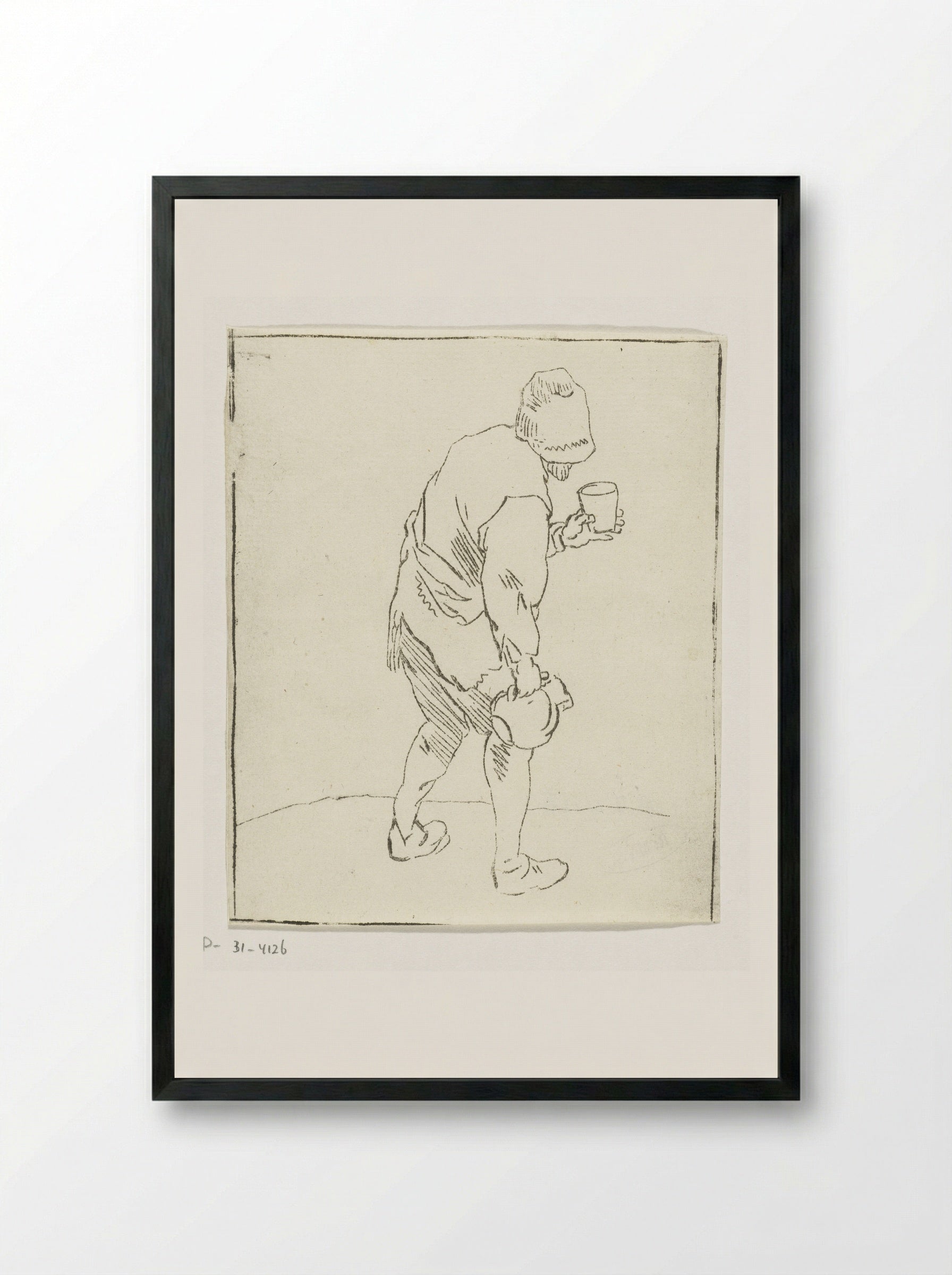 Man met kruik en glas - Anthonie van den Bos - Framed Print Black