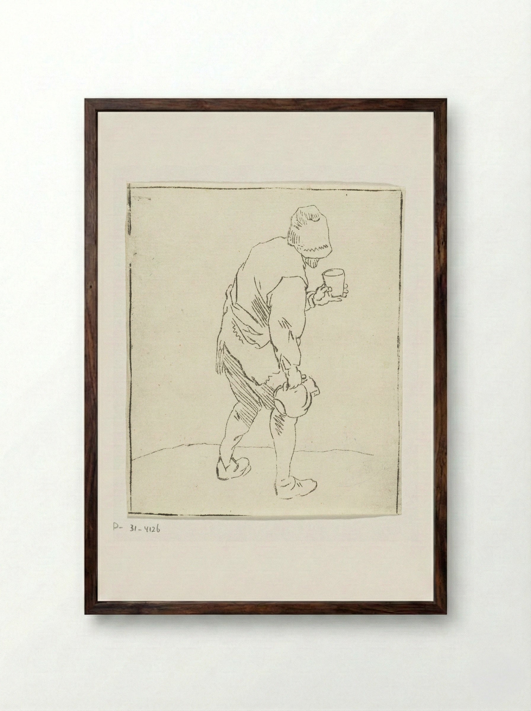 Man met kruik en glas - Anthonie van den Bos - Framed Print Dark Wood