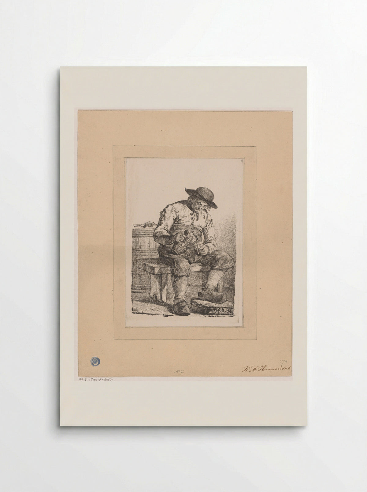 Man met kruik en glas - Willem Albertus Haanebrink - Poster